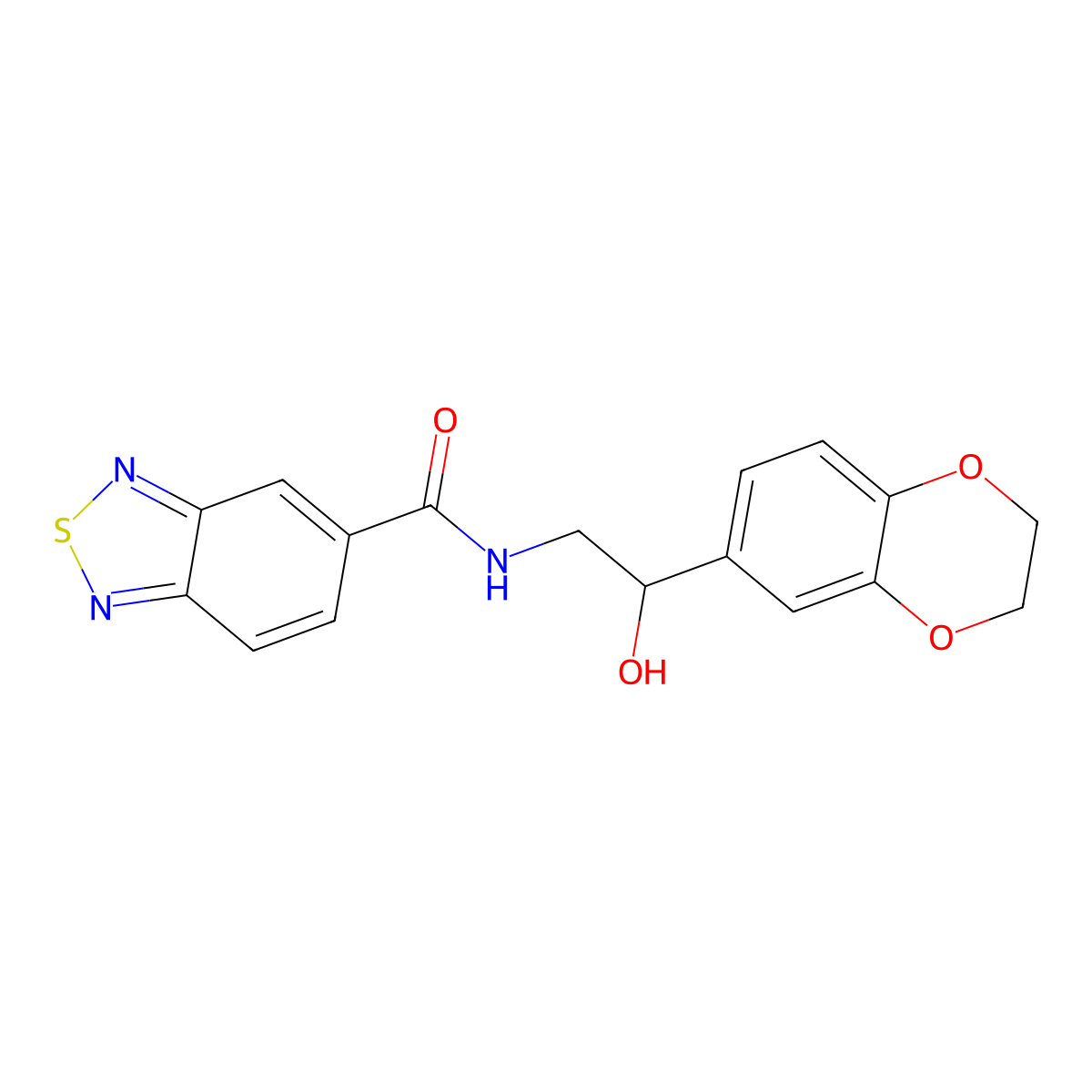 N-(2-(2,3-dihydrobenzo[b][1,4]dioxin-6-yl)-2-hydroxyethyl)benzo[c][1,2,5]thiadiazole-5-carboxamide molecular structure, CAS 2034262-07-0