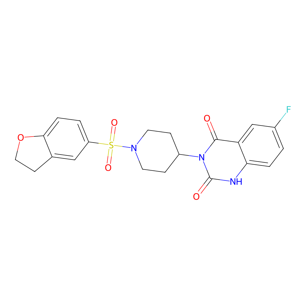 3-(1-((2,3-dihydrobenzofuran-5-yl)sulfonyl)piperidin-4-yl)-6-fluoroquinazoline-2,4(1H,3H)-dione molecular structure, CAS 2034262-09-2
