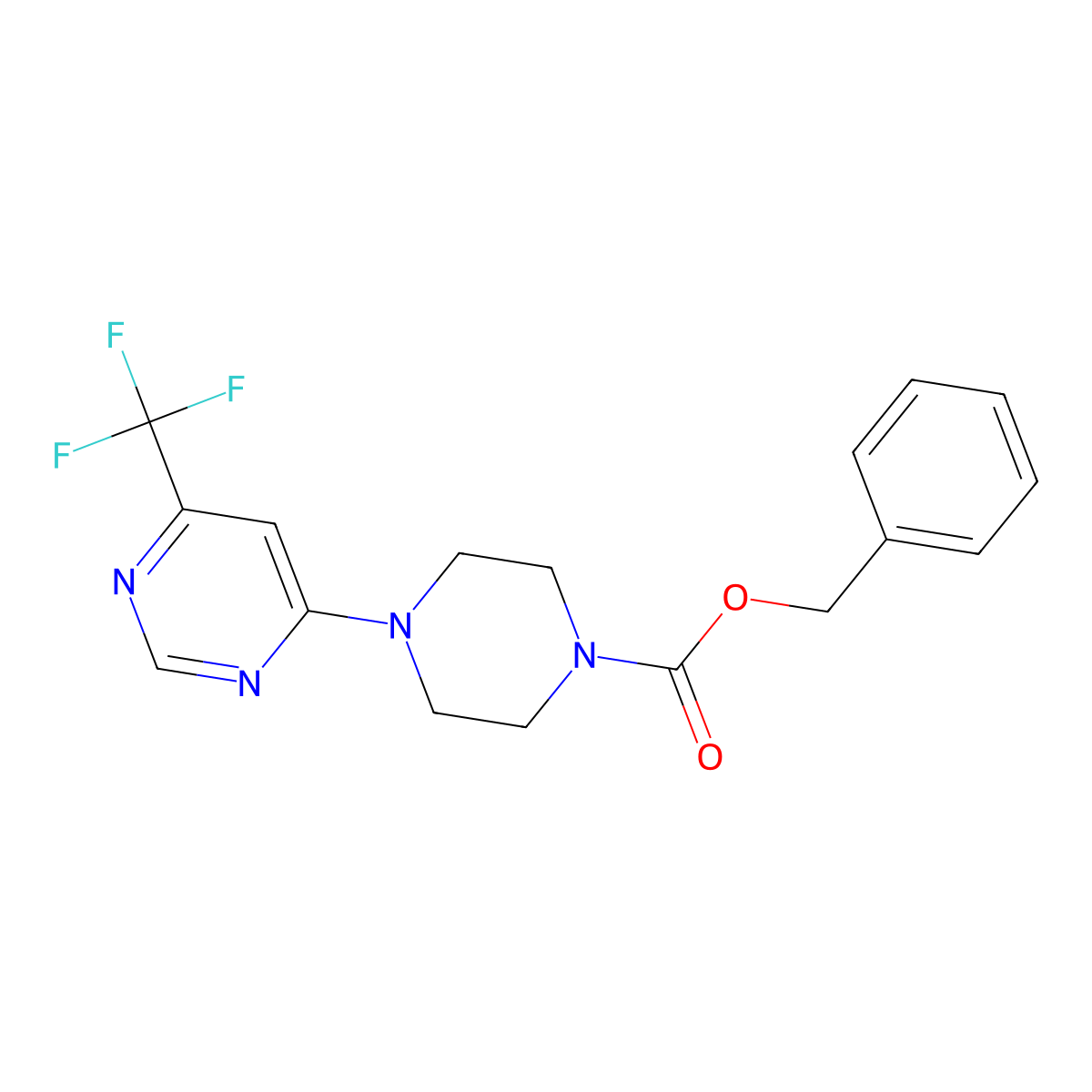 Benzyl 4-[6-(trifluoromethyl)pyrimidin-4-yl]piperazine-1-carboxylate molecular structure, CAS 2034262-13-8