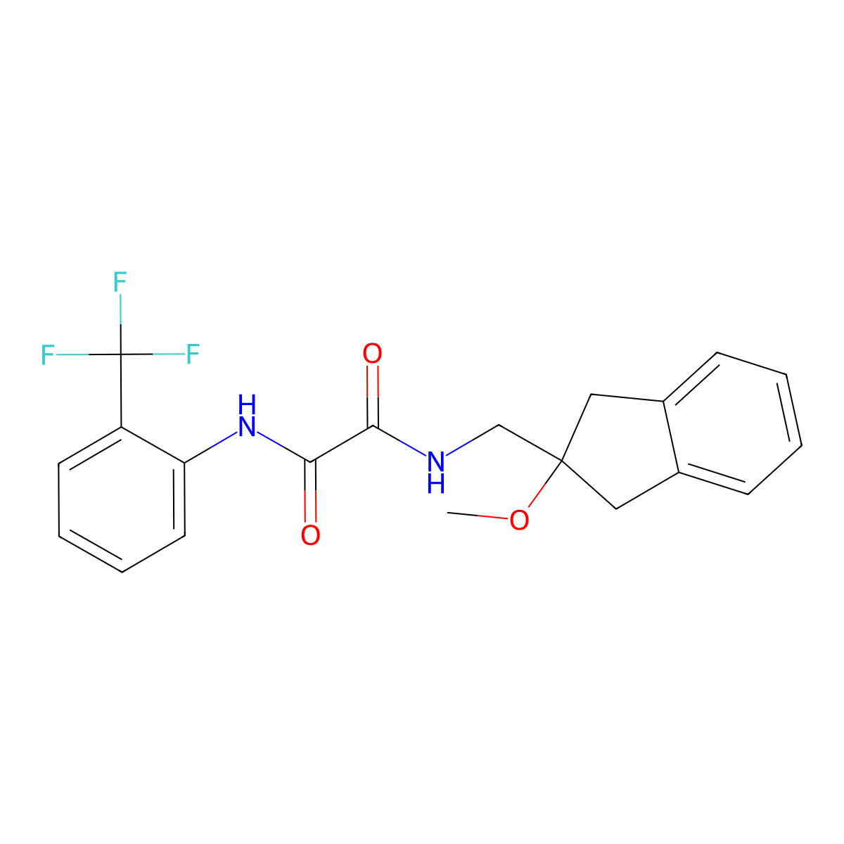 N1-((2-methoxy-2,3-dihydro-1H-inden-2-yl)methyl)-N2-(2-(trifluoromethyl)phenyl)oxalamide molecular structure, CAS 2034262-14-9
