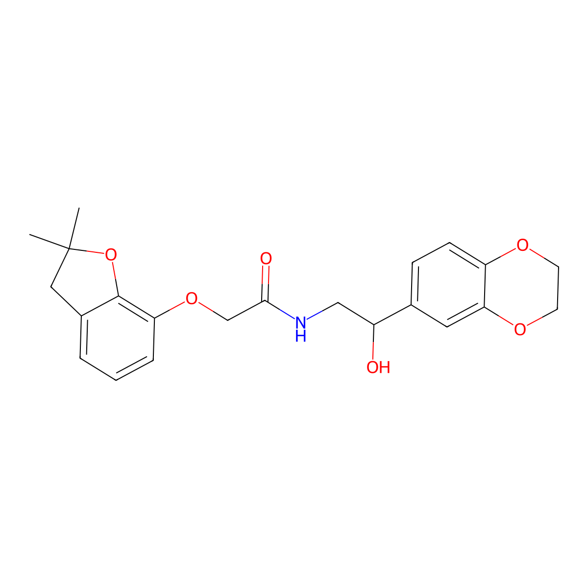 N-(2-(2,3-dihydrobenzo[b][1,4]dioxin-6-yl)-2-hydroxyethyl)-2-((2,2-dimethyl-2,3-dihydrobenzofuran-7-yl)oxy)acetamide molecular structure, CAS 2034262-20-7