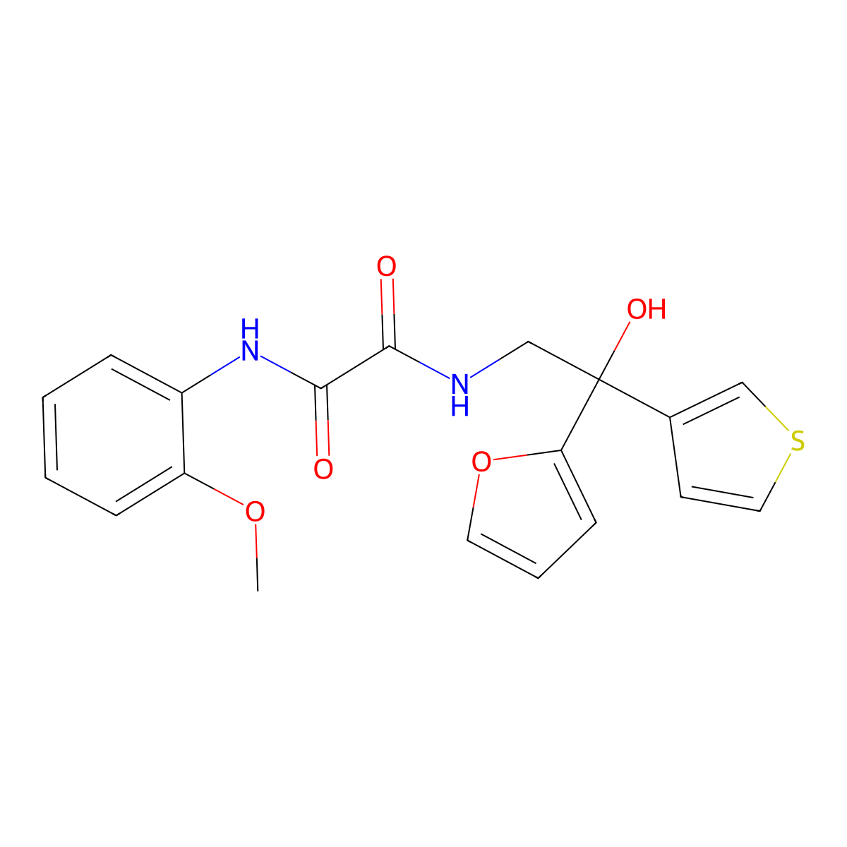 N1-(2-(furan-2-yl)-2-hydroxy-2-(thiophen-3-yl)ethyl)-N2-(2-methoxyphenyl)oxalamide molecular structure, CAS 2034262-22-9