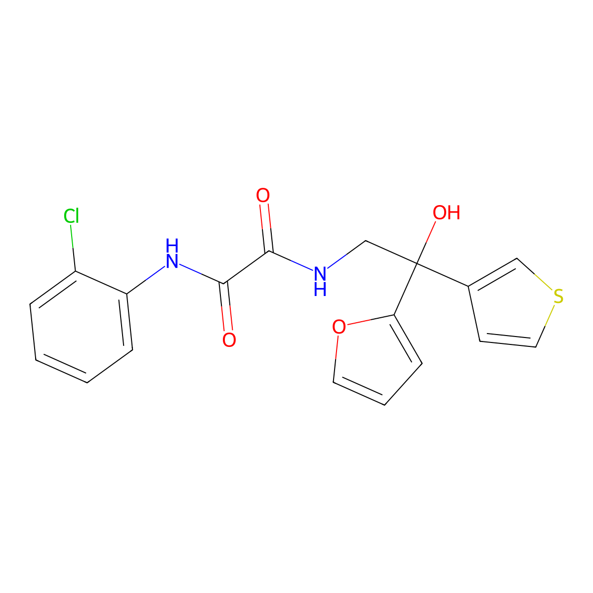 N1-(2-chlorophenyl)-N2-(2-(furan-2-yl)-2-hydroxy-2-(thiophen-3-yl)ethyl)oxalamide molecular structure, CAS 2034262-24-1