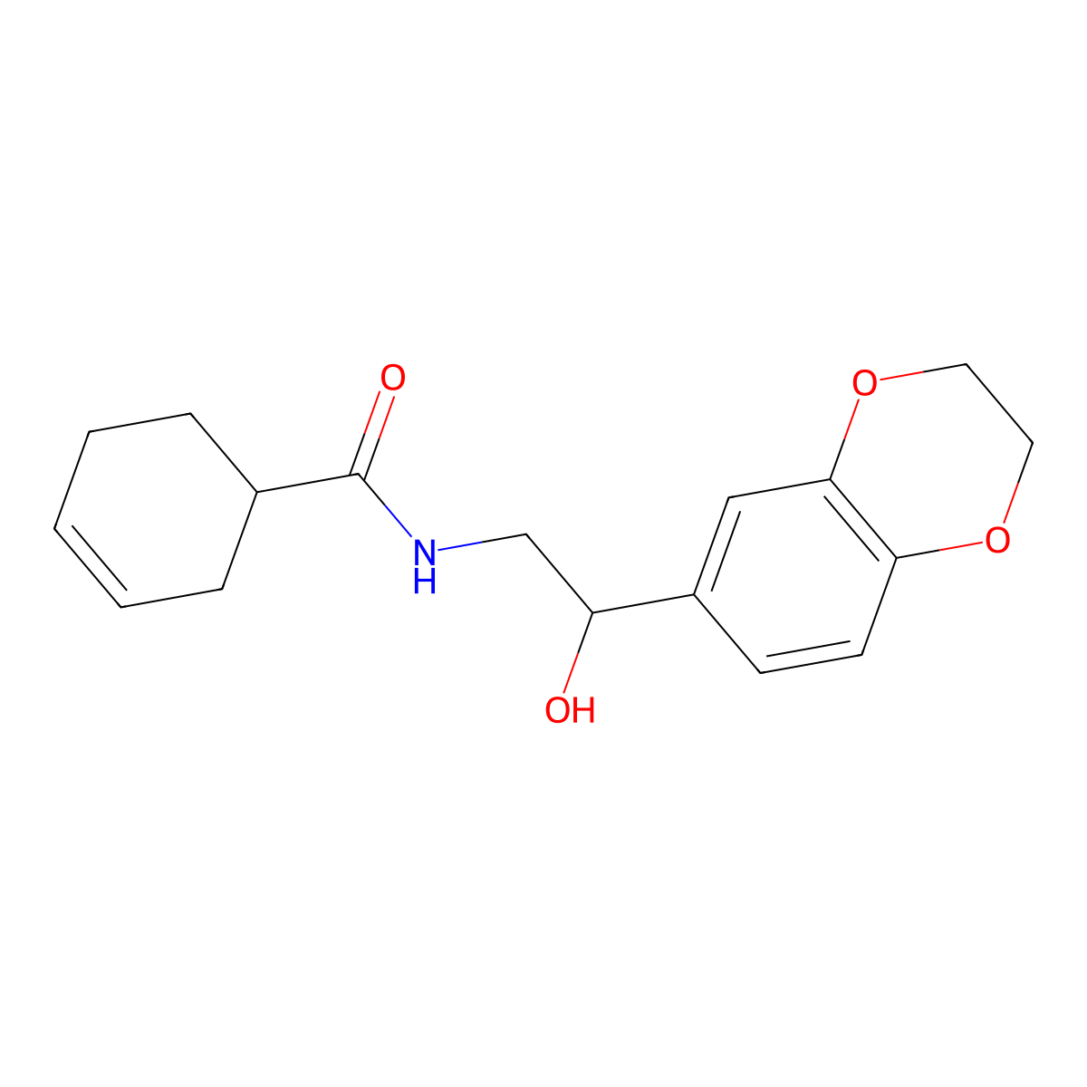 N-(2-(2,3-dihydrobenzo[b][1,4]dioxin-6-yl)-2-hydroxyethyl)cyclohex-3-enecarboxamide molecular structure, CAS 2034262-26-3