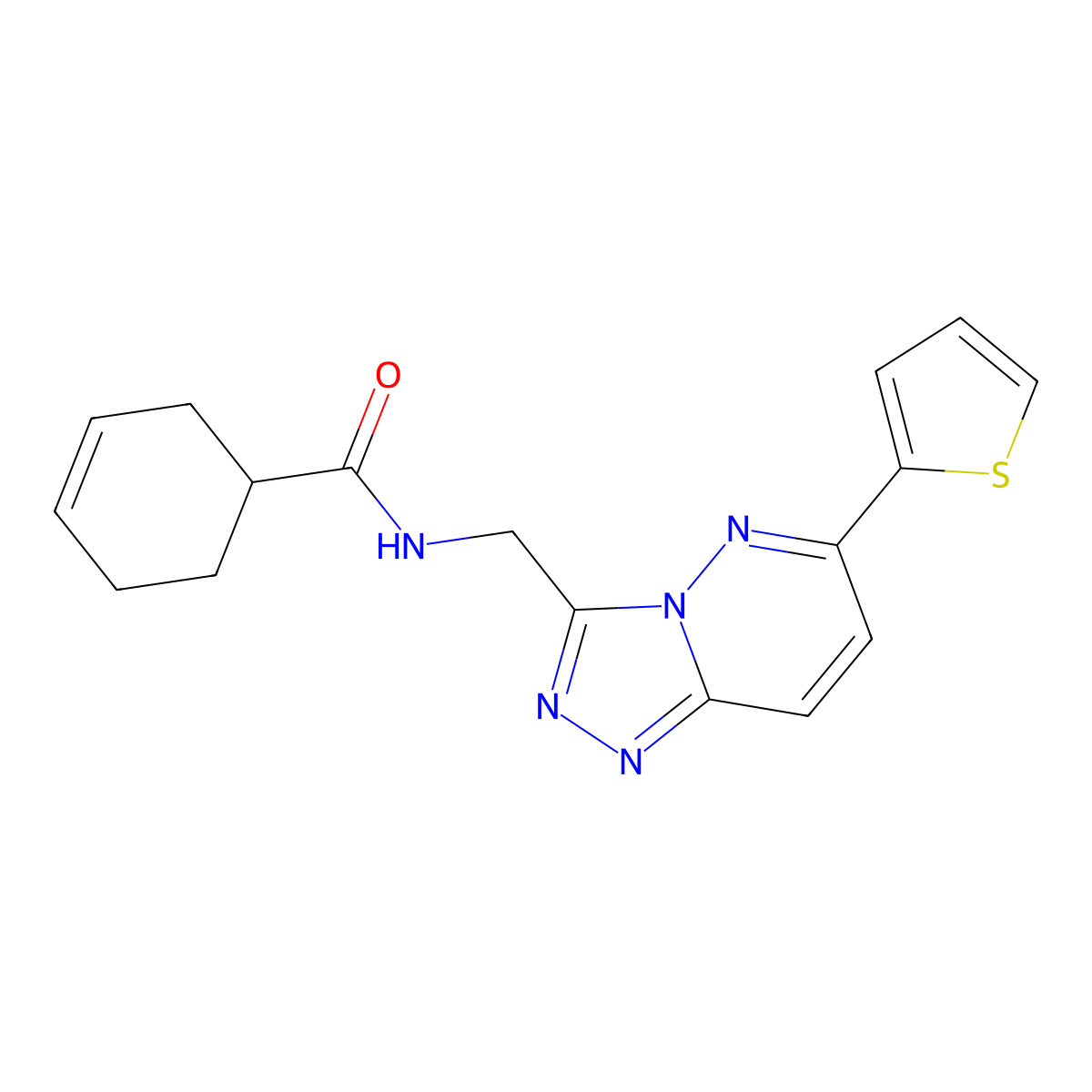 N-((6-(thiophen-2-yl)-[1,2,4]triazolo[4,3-b]pyridazin-3-yl)methyl)cyclohex-3-enecarboxamide molecular structure, CAS 2034262-28-5
