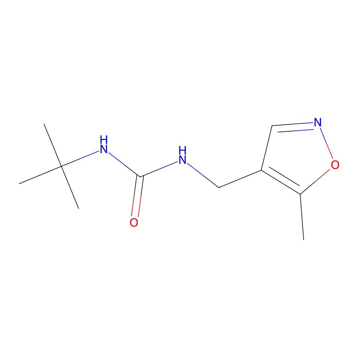 1-(Tert-butyl)-3-((5-methylisoxazol-4-yl)methyl)urea molecular structure, CAS 2034262-36-5
