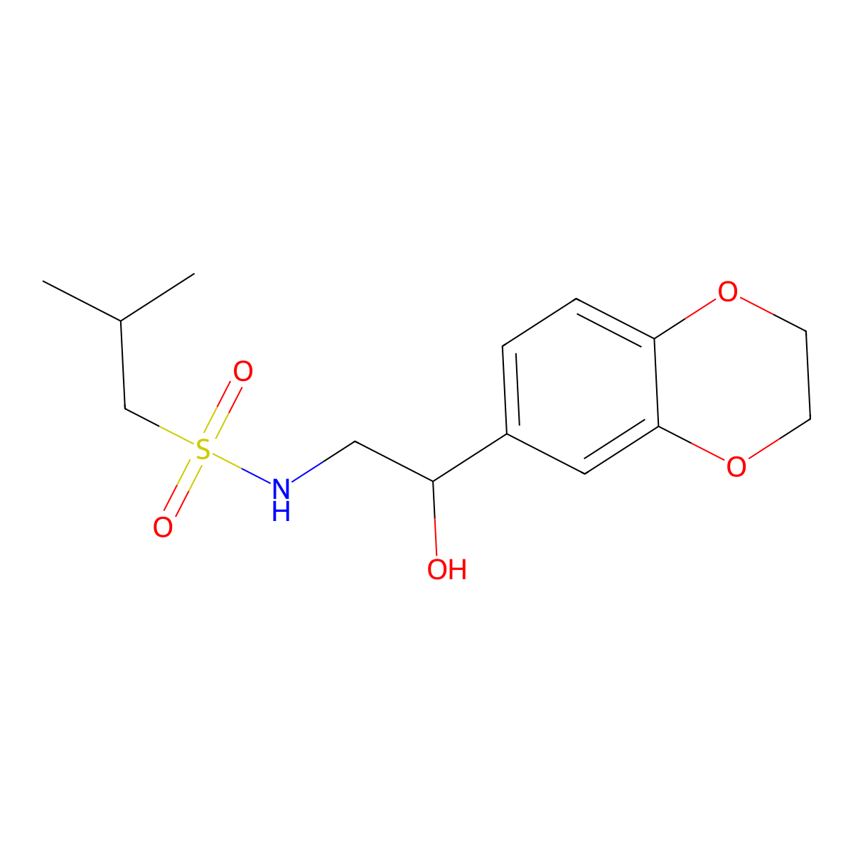 N-(2-(2,3-dihydrobenzo[b][1,4]dioxin-6-yl)-2-hydroxyethyl)-2-methylpropane-1-sulfonamide molecular structure, CAS 2034262-39-8