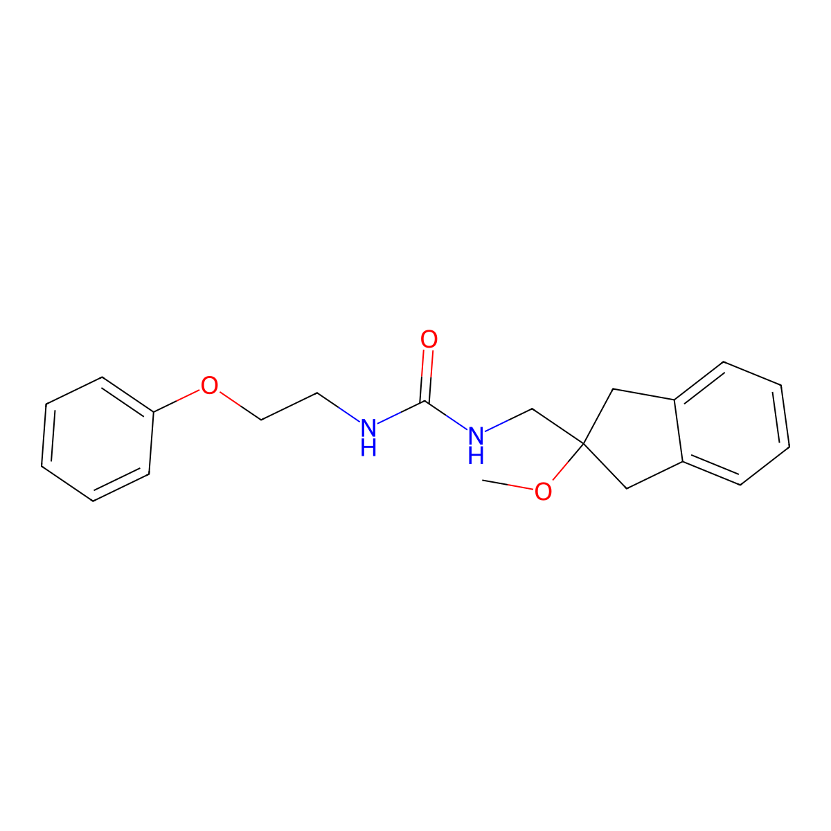 1-((2-methoxy-2,3-dihydro-1H-inden-2-yl)methyl)-3-(2-phenoxyethyl)urea molecular structure, CAS 2034262-42-3
