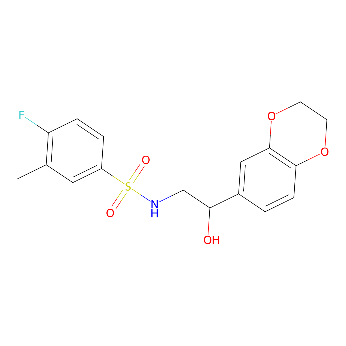 N-(2-(2,3-dihydrobenzo[b][1,4]dioxin-6-yl)-2-hydroxyethyl)-4-fluoro-3-methylbenzenesulfonamide molecular structure, CAS 2034262-47-8