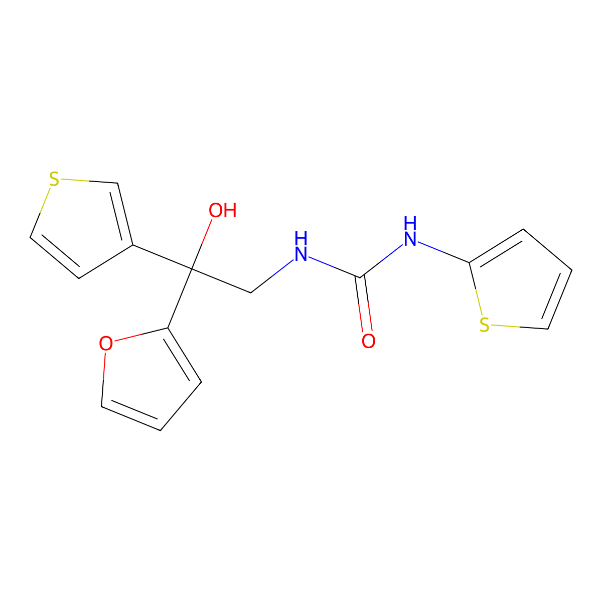 1-(2-(Furan-2-yl)-2-hydroxy-2-(thiophen-3-yl)ethyl)-3-(thiophen-2-yl)urea molecular structure, CAS 2034262-55-8
