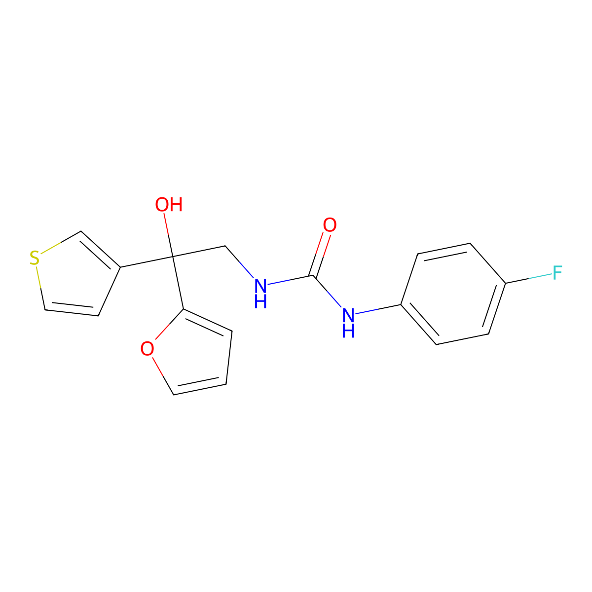 1-(4-Fluorophenyl)-3-[2-(furan-2-yl)-2-hydroxy-2-(thiophen-3-yl)ethyl]urea molecular structure, CAS 2034262-61-6