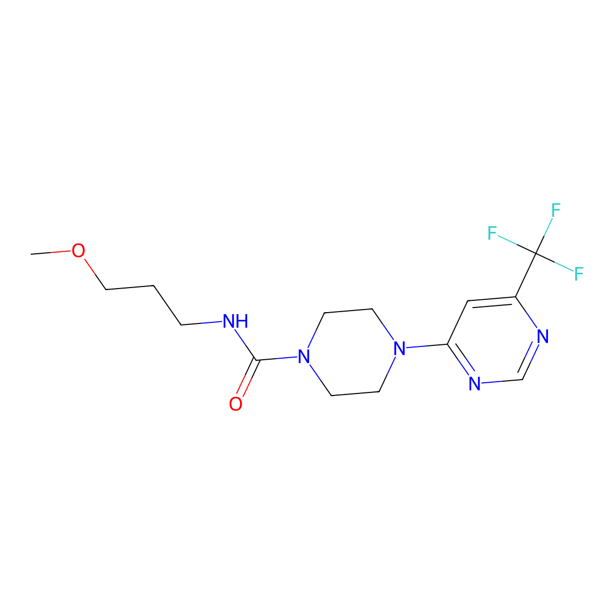 N-(3-methoxypropyl)-4-[6-(trifluoromethyl)pyrimidin-4-yl]piperazine-1-carboxamide molecular structure, CAS 2034262-64-9