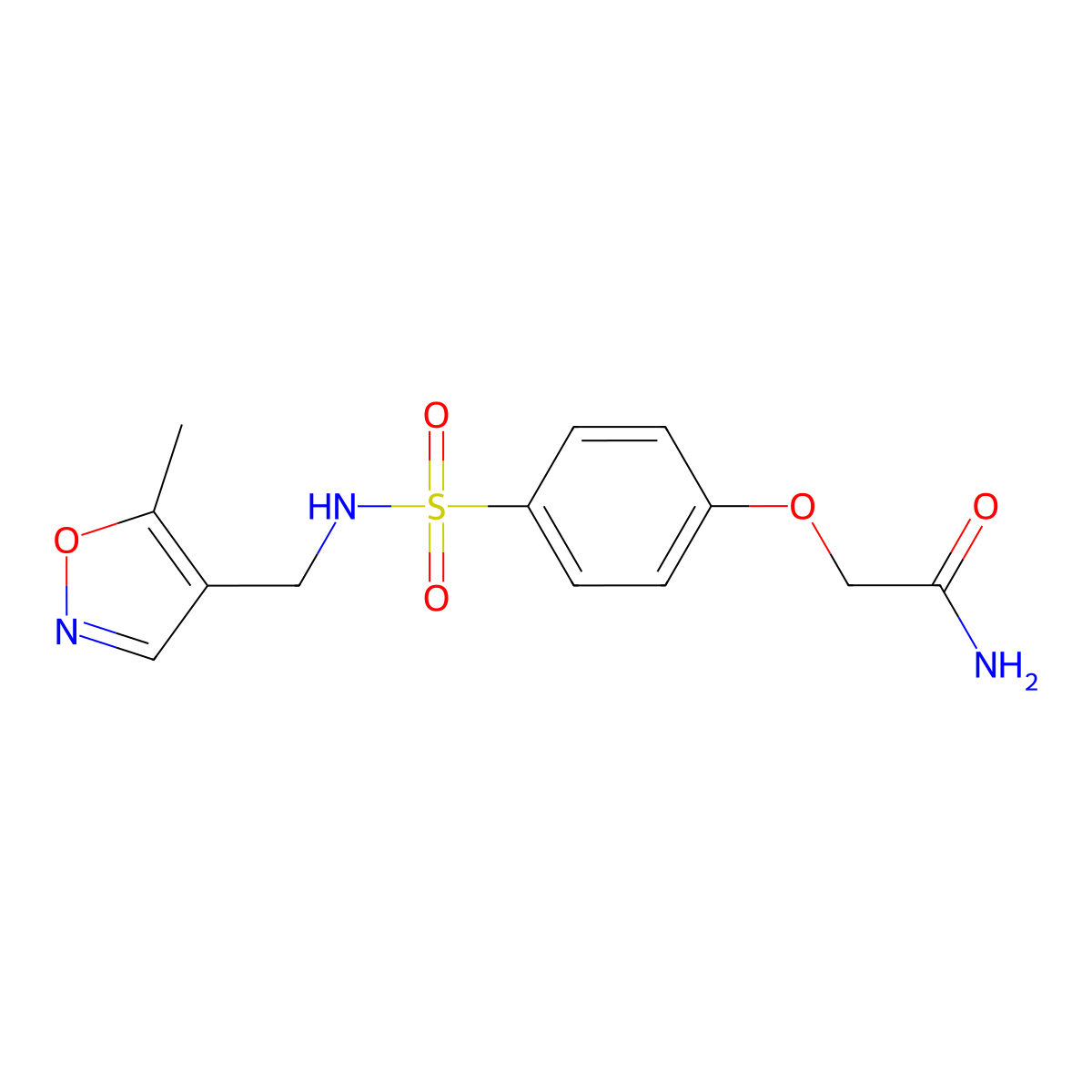 2-(4-(N-((5-methylisoxazol-4-yl)methyl)sulfamoyl)phenoxy)acetamide molecular structure, CAS 2034262-68-3