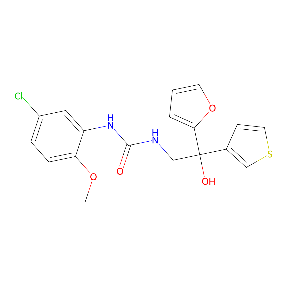 1-(5-Chloro-2-methoxyphenyl)-3-(2-(furan-2-yl)-2-hydroxy-2-(thiophen-3-yl)ethyl)urea molecular structure, CAS 2034262-69-4