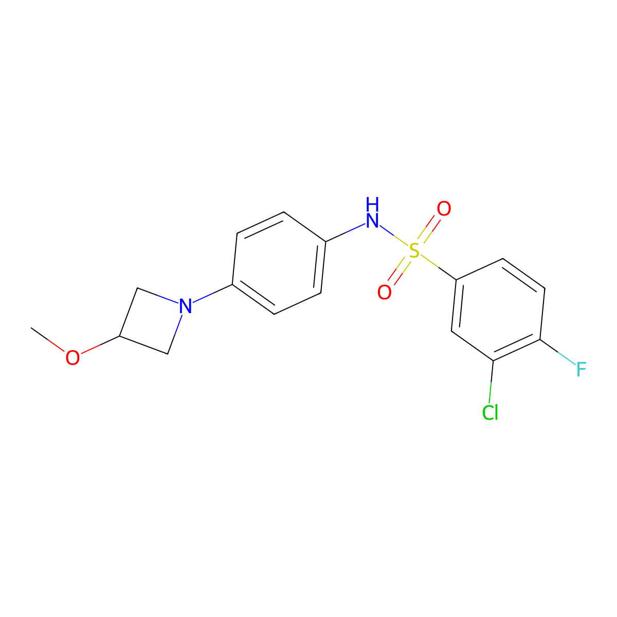 3-chloro-4-fluoro-N-(4-(3-methoxyazetidin-1-yl)phenyl)benzenesulfonamide molecular structure, CAS 2034262-70-7