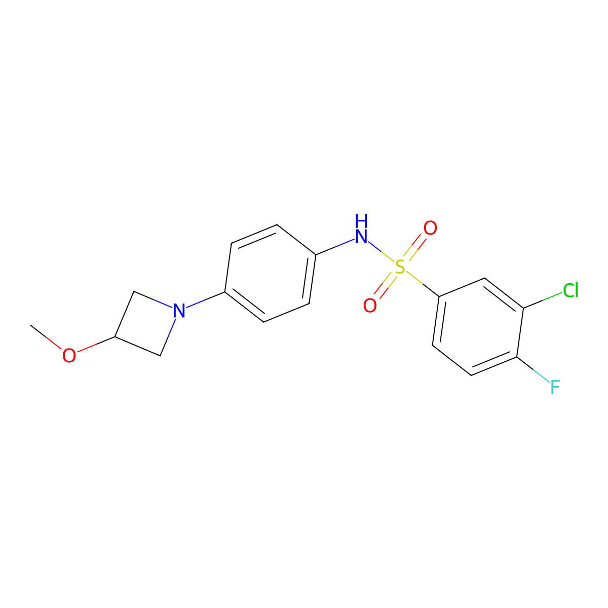 3-chloro-4-fluoro-N-(4-(3-methoxyazetidin-1-yl)phenyl)benzenesulfonamide molecular structure, CAS 2034262-70-7