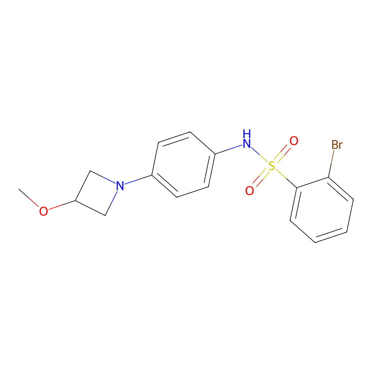 2-bromo-N-(4-(3-methoxyazetidin-1-yl)phenyl)benzenesulfonamide molecular structure, CAS 2034262-74-1