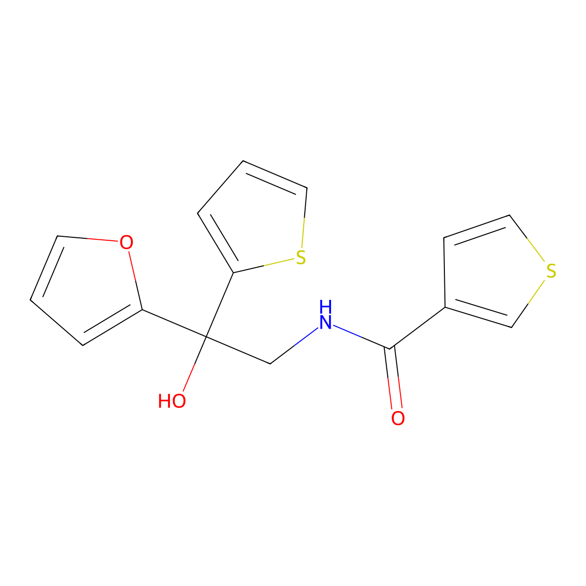 N-(2-(furan-2-yl)-2-hydroxy-2-(thiophen-2-yl)ethyl)thiophene-3-carboxamide molecular structure, CAS 2034262-76-3