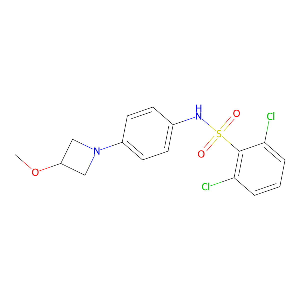 2,6-dichloro-N-(4-(3-methoxyazetidin-1-yl)phenyl)benzenesulfonamide molecular structure, CAS 2034262-80-9