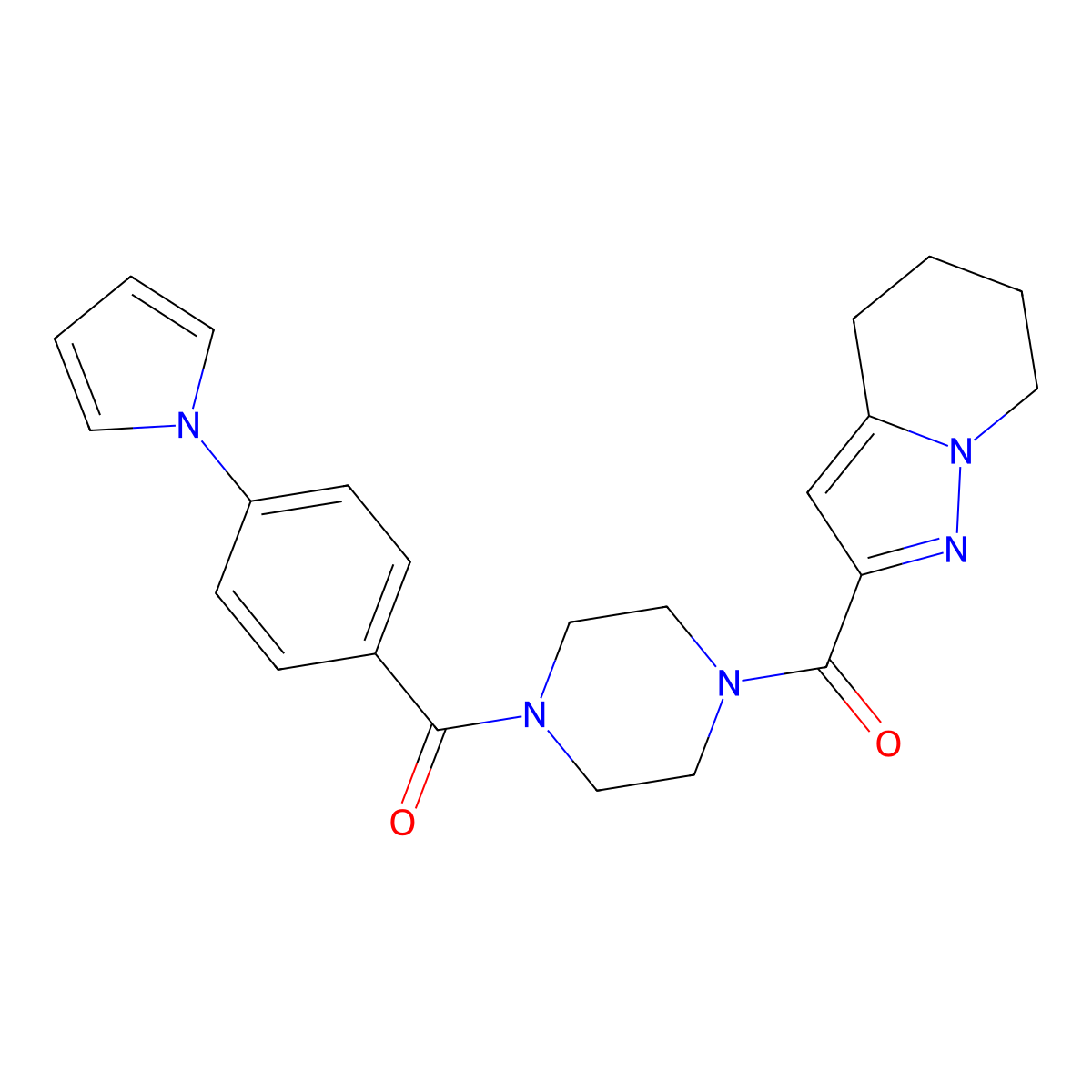 (4-(4-(1H-pyrrol-1-yl)benzoyl)piperazin-1-yl)(4,5,6,7-tetrahydropyrazolo[1,5-a]pyridin-2-yl)methanone molecular structure, CAS 2034262-82-1