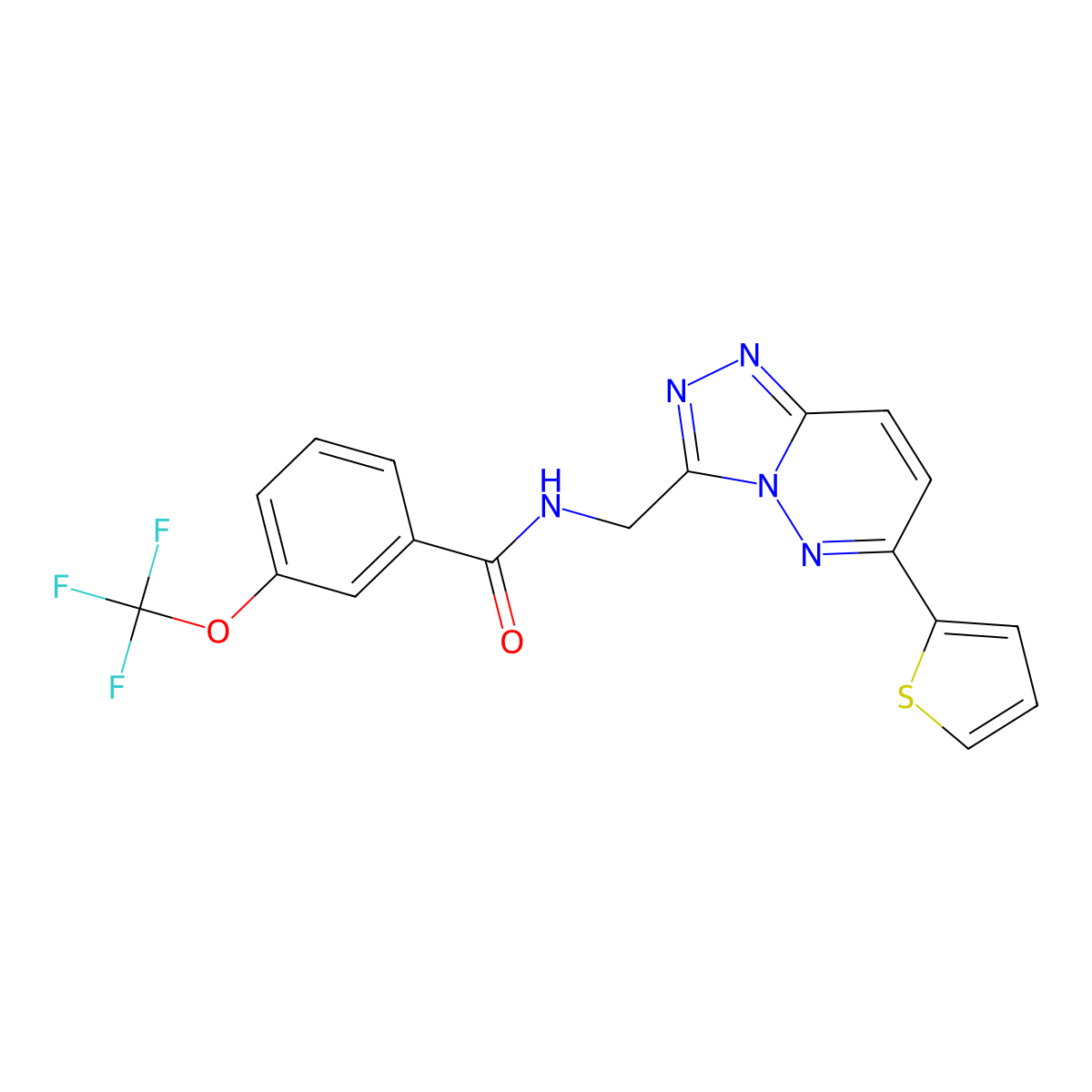 N-((6-(thiophen-2-yl)-[1,2,4]triazolo[4,3-b]pyridazin-3-yl)methyl)-3-(trifluoromethoxy)benzamide molecular structure, CAS 2034262-88-7