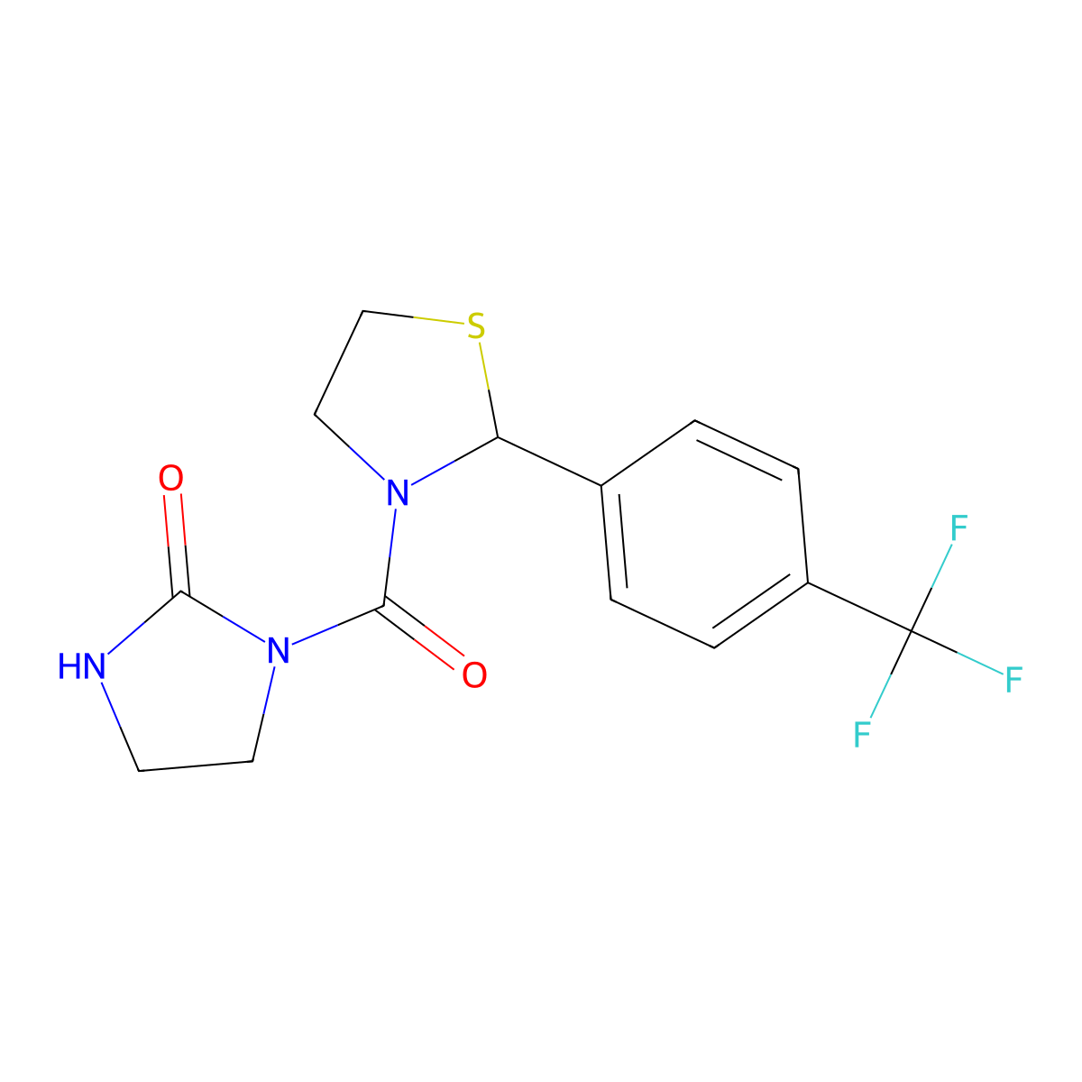 1-(2-(4-(Trifluoromethyl)phenyl)thiazolidine-3-carbonyl)imidazolidin-2-one molecular structure, CAS 2034262-91-2