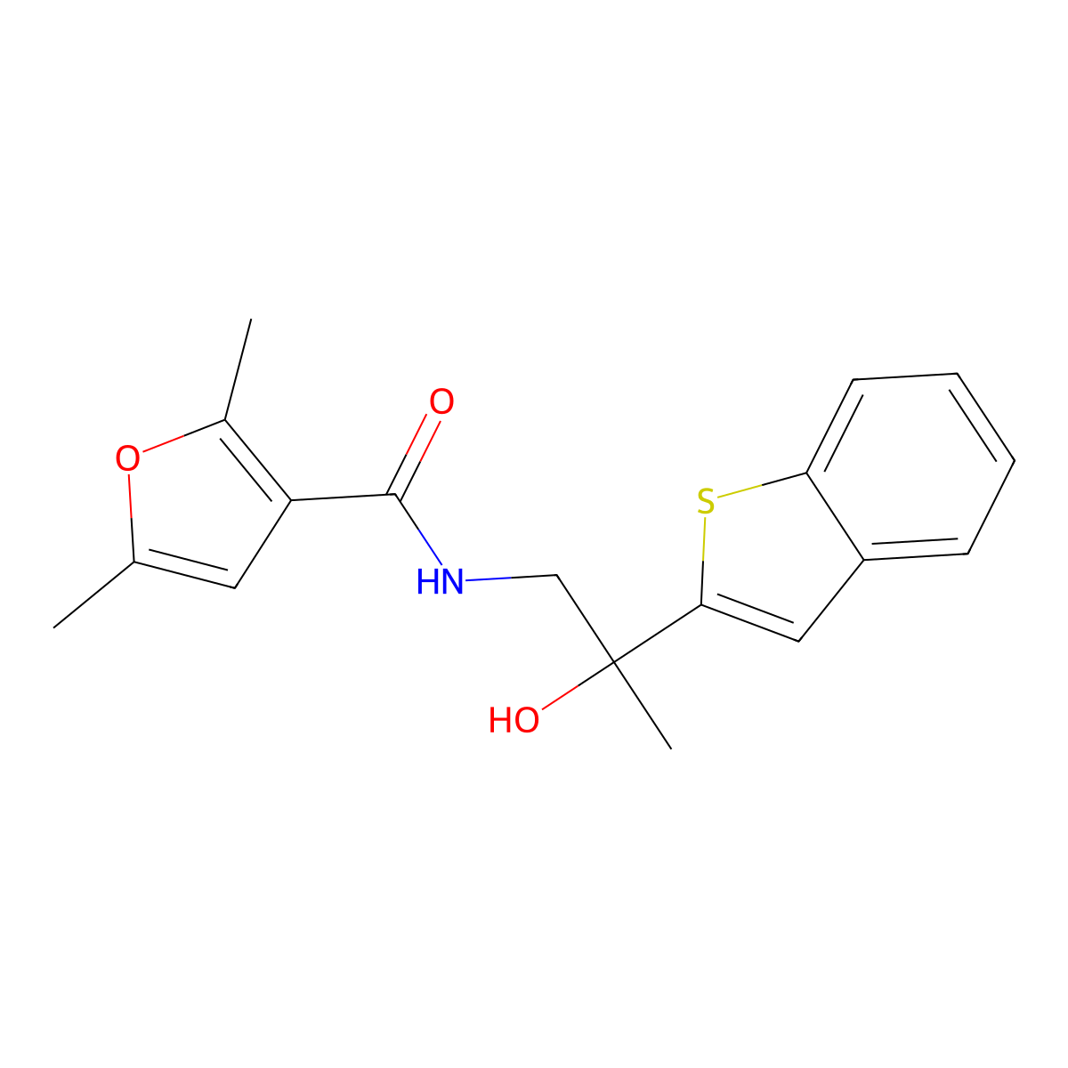N-(2-(benzo[b]thiophen-2-yl)-2-hydroxypropyl)-2,5-dimethylfuran-3-carboxamide molecular structure, CAS 2034262-92-3