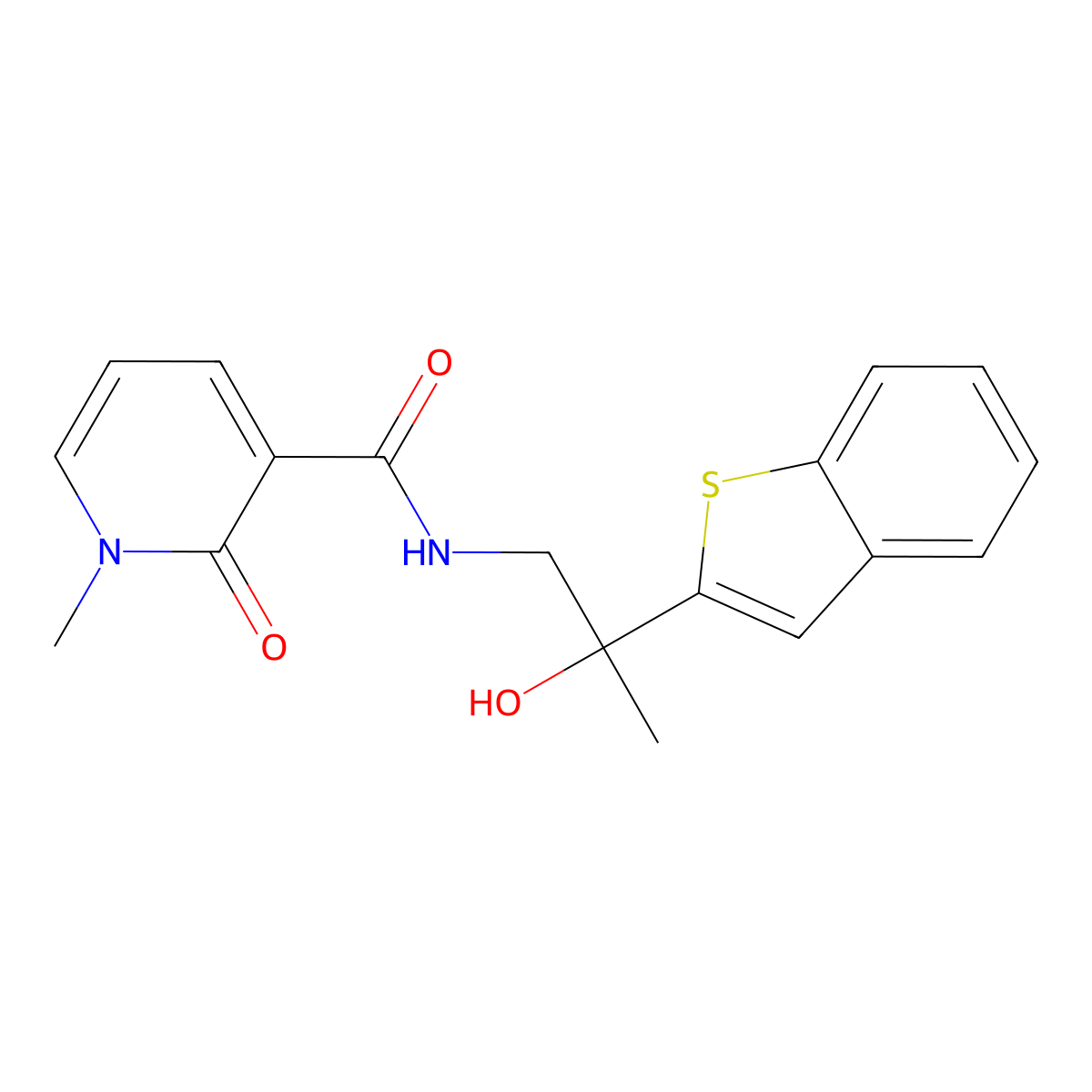 N-(2-(benzo[b]thiophen-2-yl)-2-hydroxypropyl)-1-methyl-2-oxo-1,2-dihydropyridine-3-carboxamide molecular structure, CAS 2034263-02-8