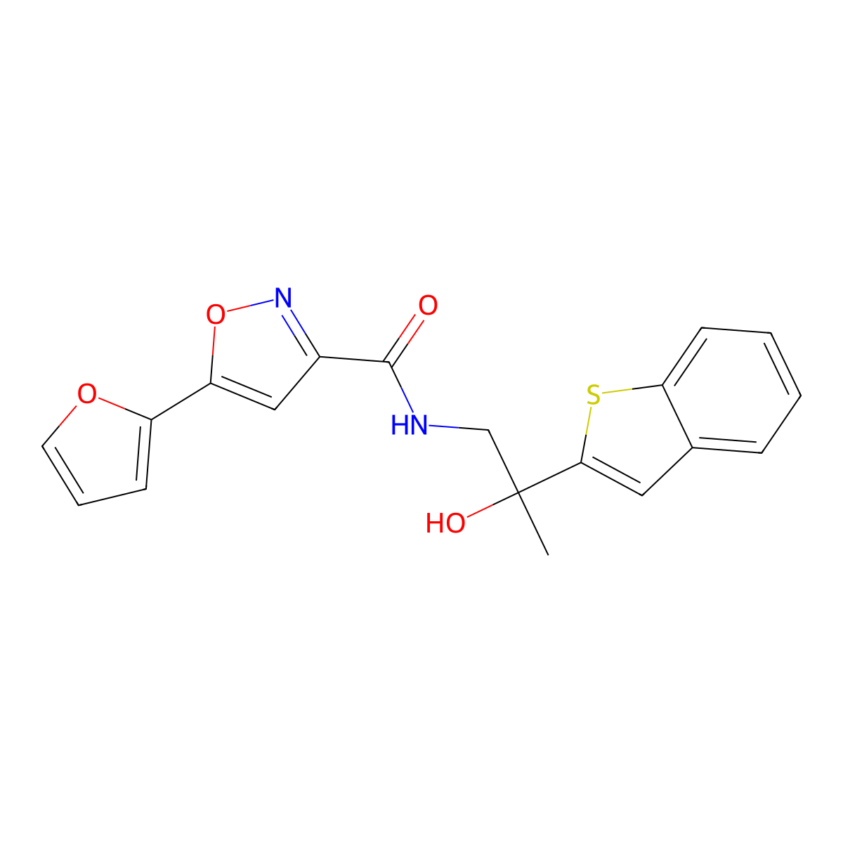 N-(2-(benzo[b]thiophen-2-yl)-2-hydroxypropyl)-5-(furan-2-yl)isoxazole-3-carboxamide molecular structure, CAS 2034263-11-9