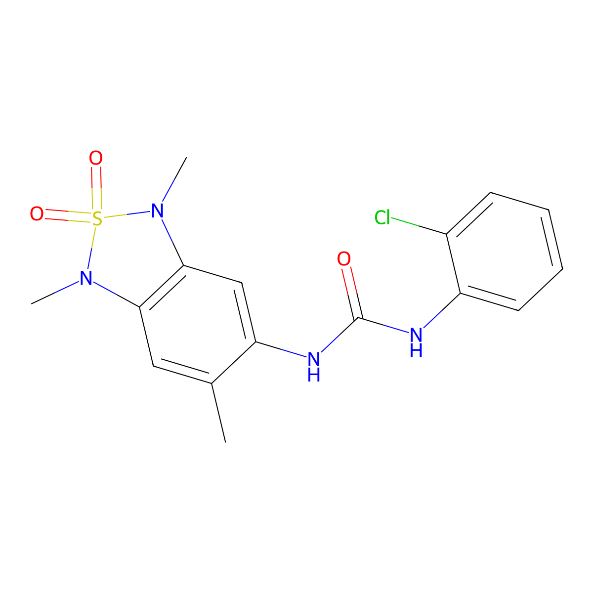 1-(2-Chlorophenyl)-3-(1,3,6-trimethyl-2,2-dioxido-1,3-dihydrobenzo[c][1,2,5]thiadiazol-5-yl)urea molecular structure, CAS 2034263-18-6
