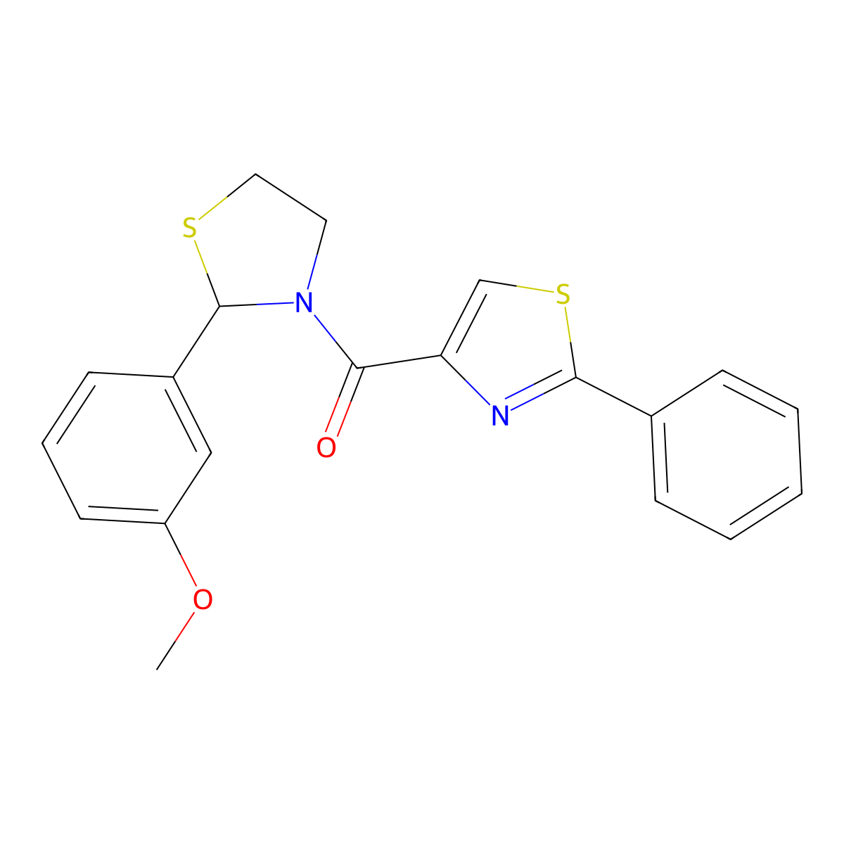 (2-(3-Methoxyphenyl)thiazolidin-3-yl)(2-phenylthiazol-4-yl)methanone molecular structure, CAS 2034263-20-0