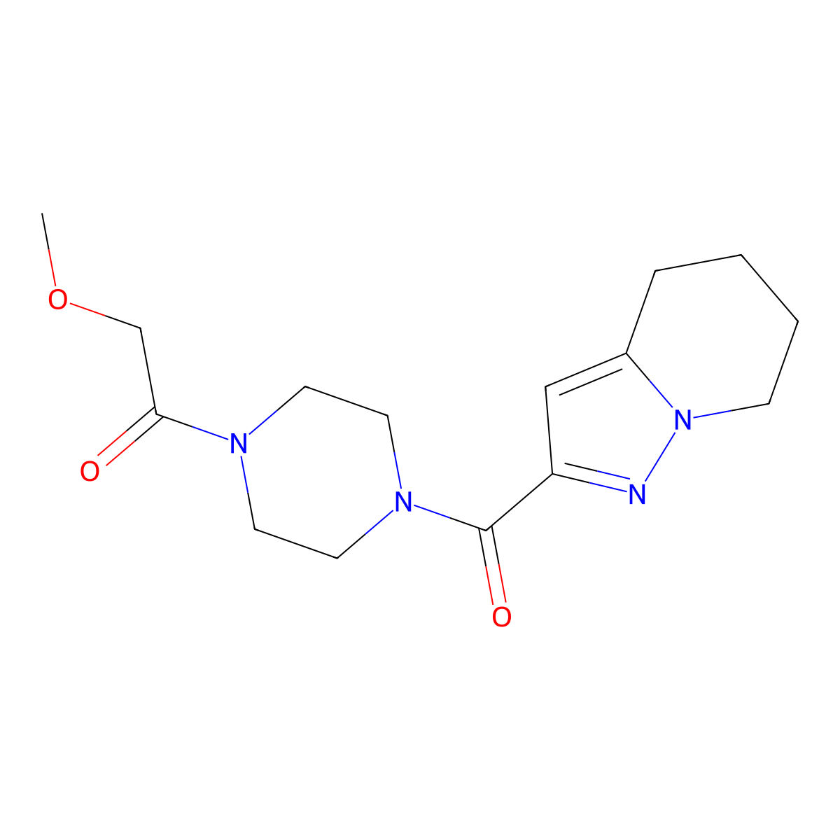 2-Methoxy-1-(4-(4,5,6,7-tetrahydropyrazolo[1,5-a]pyridine-2-carbonyl)piperazin-1-yl)ethanone molecular structure, CAS 2034263-22-2