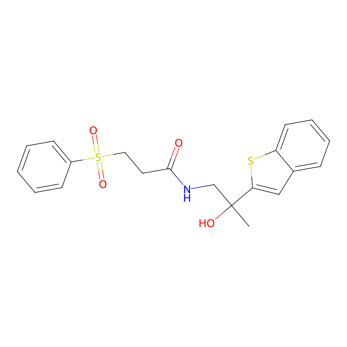 3-(benzenesulfonyl)-N-[2-(1-benzothiophen-2-yl)-2-hydroxypropyl]propanamide molecular structure, CAS 2034263-24-4