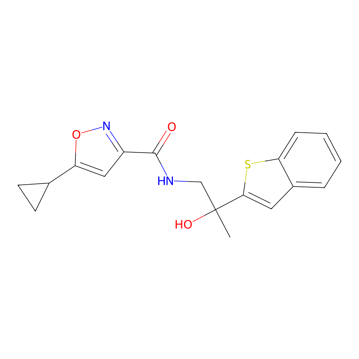 N-(2-(benzo[b]thiophen-2-yl)-2-hydroxypropyl)-5-cyclopropylisoxazole-3-carboxamide molecular structure, CAS 2034263-31-3