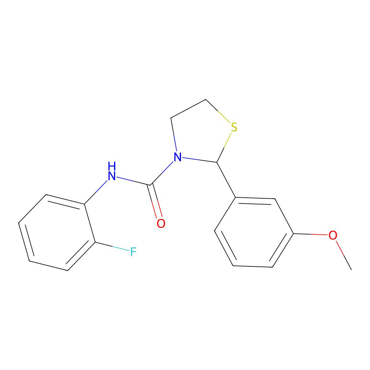 N-(2-fluorophenyl)-2-(3-methoxyphenyl)thiazolidine-3-carboxamide molecular structure, CAS 2034263-34-6