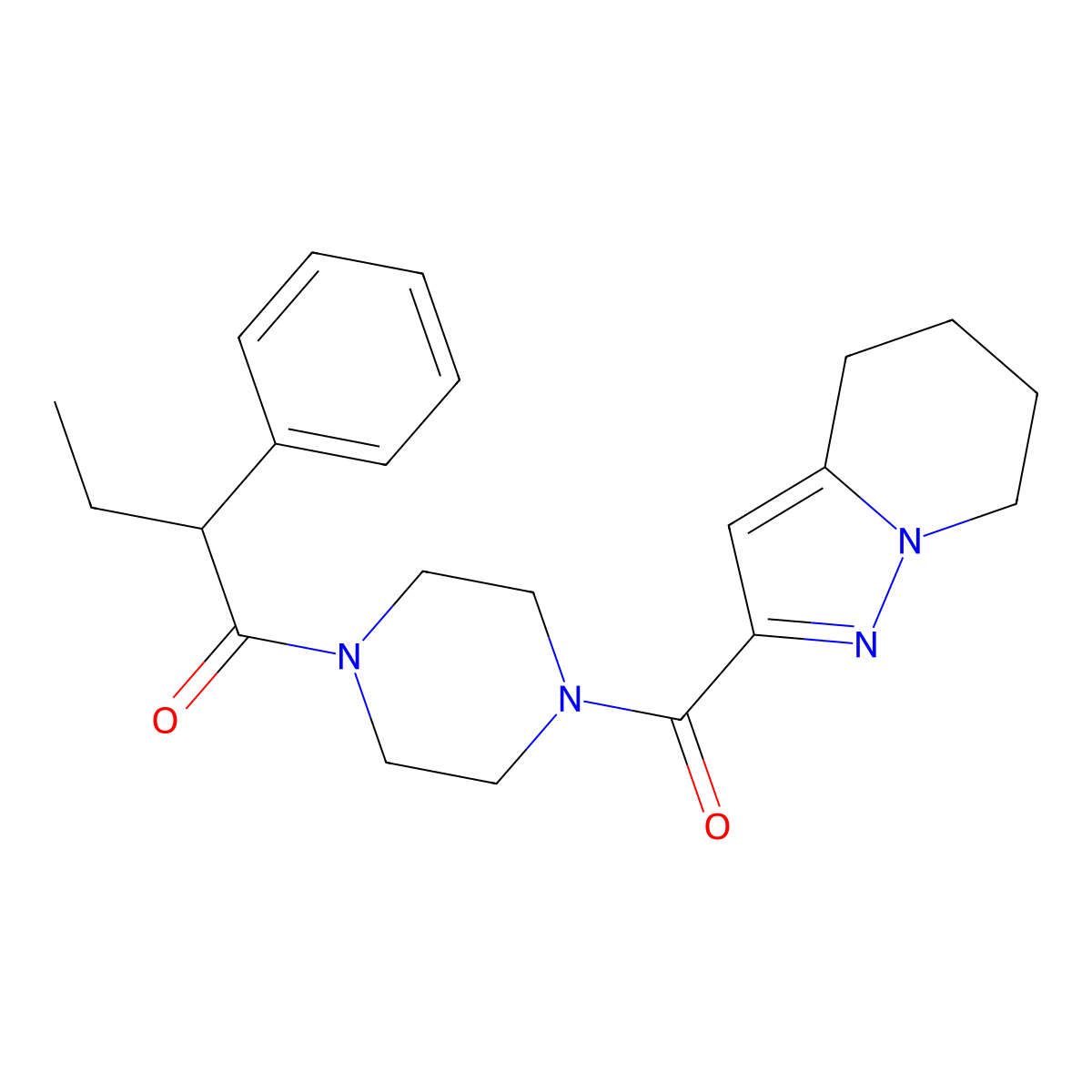 2-Phenyl-1-(4-(4,5,6,7-tetrahydropyrazolo[1,5-a]pyridine-2-carbonyl)piperazin-1-yl)butan-1-one molecular structure, CAS 2034263-35-7