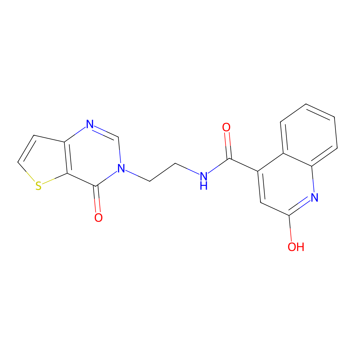 2-hydroxy-N-(2-(4-oxothieno[3,2-d]pyrimidin-3(4H)-yl)ethyl)quinoline-4-carboxamide molecular structure, CAS 2034263-40-4