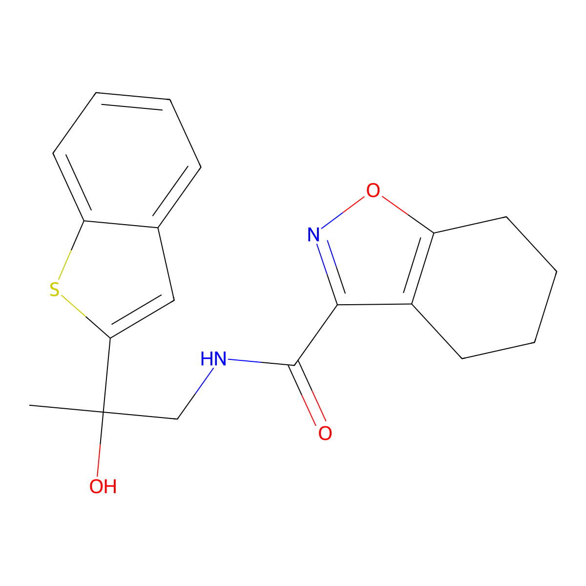 N-(2-(benzo[b]thiophen-2-yl)-2-hydroxypropyl)-4,5,6,7-tetrahydrobenzo[d]isoxazole-3-carboxamide molecular structure, CAS 2034263-44-8