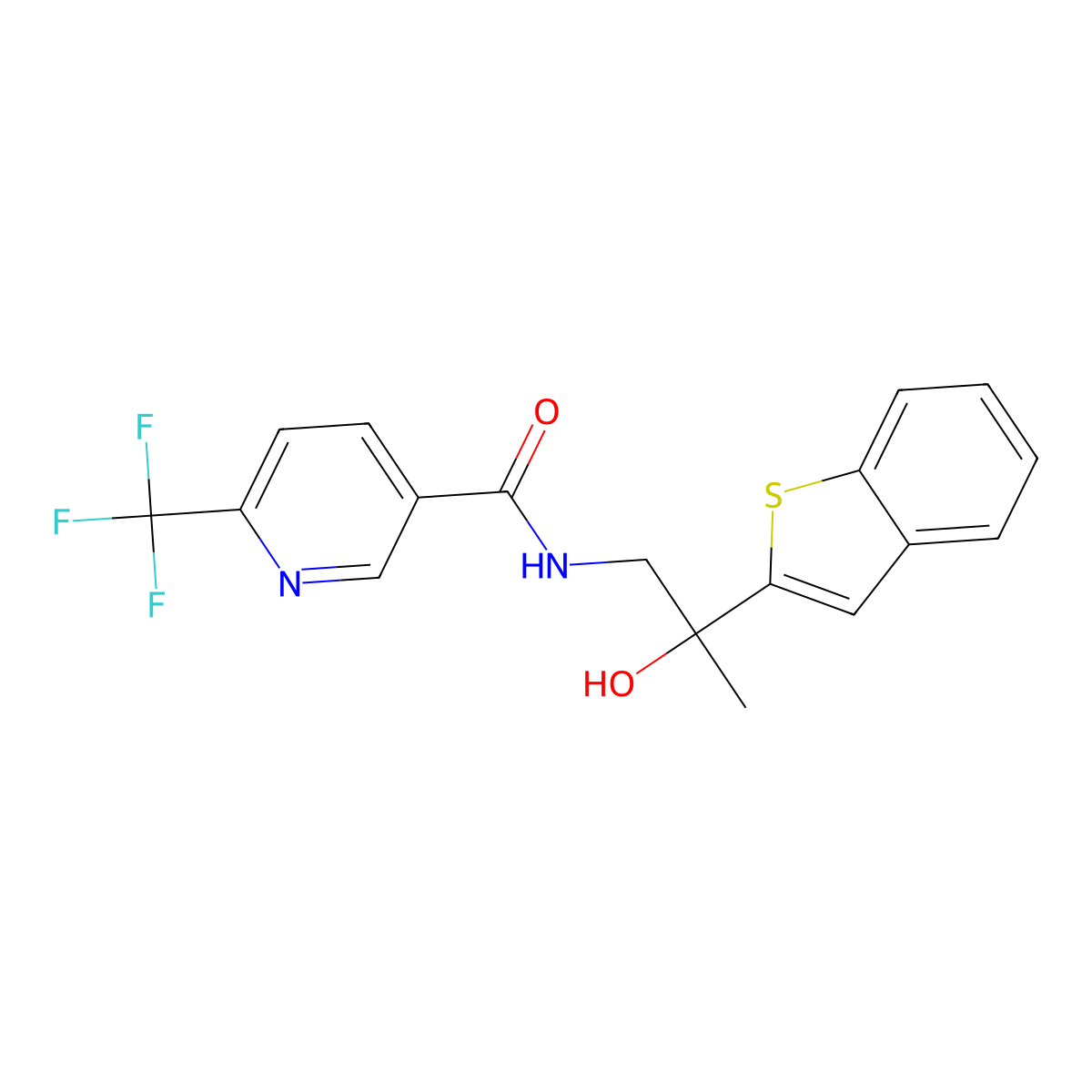 N-(2-(benzo[b]thiophen-2-yl)-2-hydroxypropyl)-6-(trifluoromethyl)nicotinamide molecular structure, CAS 2034263-47-1