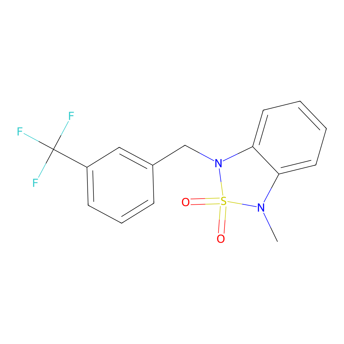 1-Methyl-3-(3-(trifluoromethyl)benzyl)-1,3-dihydrobenzo[c][1,2,5]thiadiazole 2,2-dioxide molecular structure, CAS 2034263-57-3