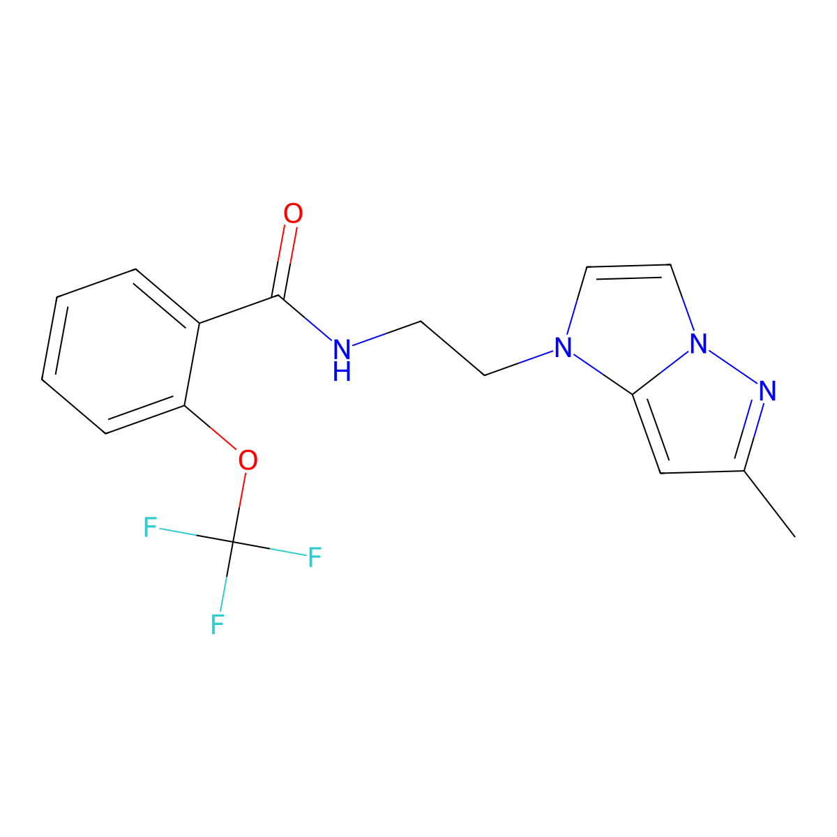 N-(2-(6-methyl-1H-imidazo[1,2-b]pyrazol-1-yl)ethyl)-2-(trifluoromethoxy)benzamide molecular structure, CAS 2034263-60-8