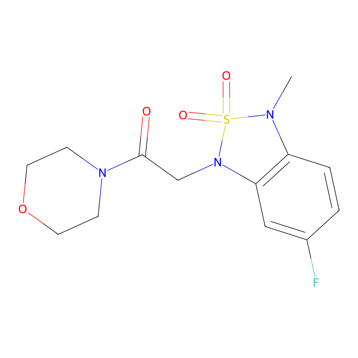 2-(6-fluoro-3-methyl-2,2-dioxidobenzo[c][1,2,5]thiadiazol-1(3H)-yl)-1-morpholinoethanone molecular structure, CAS 2034263-62-0
