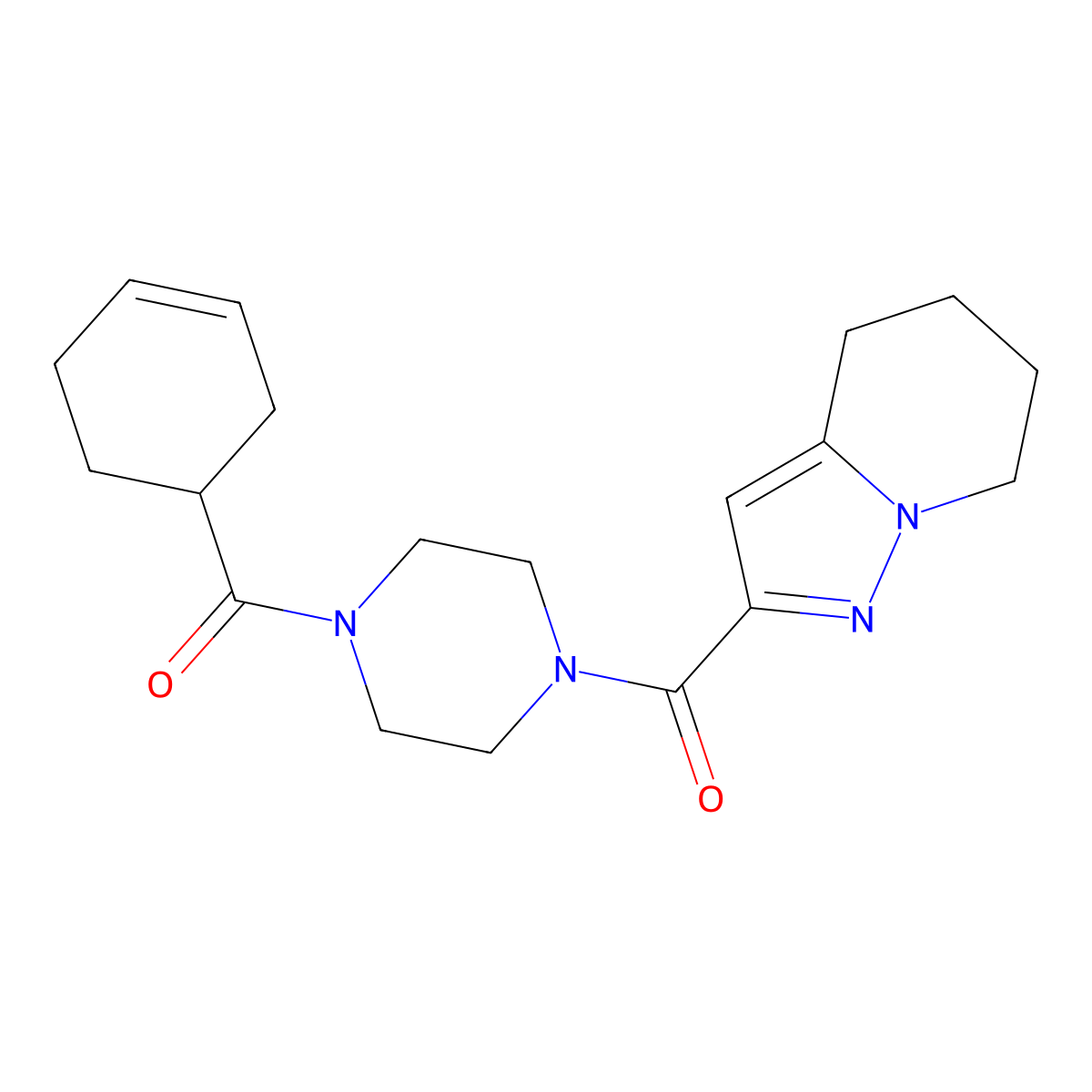 Cyclohex-3-en-1-yl(4-(4,5,6,7-tetrahydropyrazolo[1,5-a]pyridine-2-carbonyl)piperazin-1-yl)methanone molecular structure, CAS 2034263-65-3