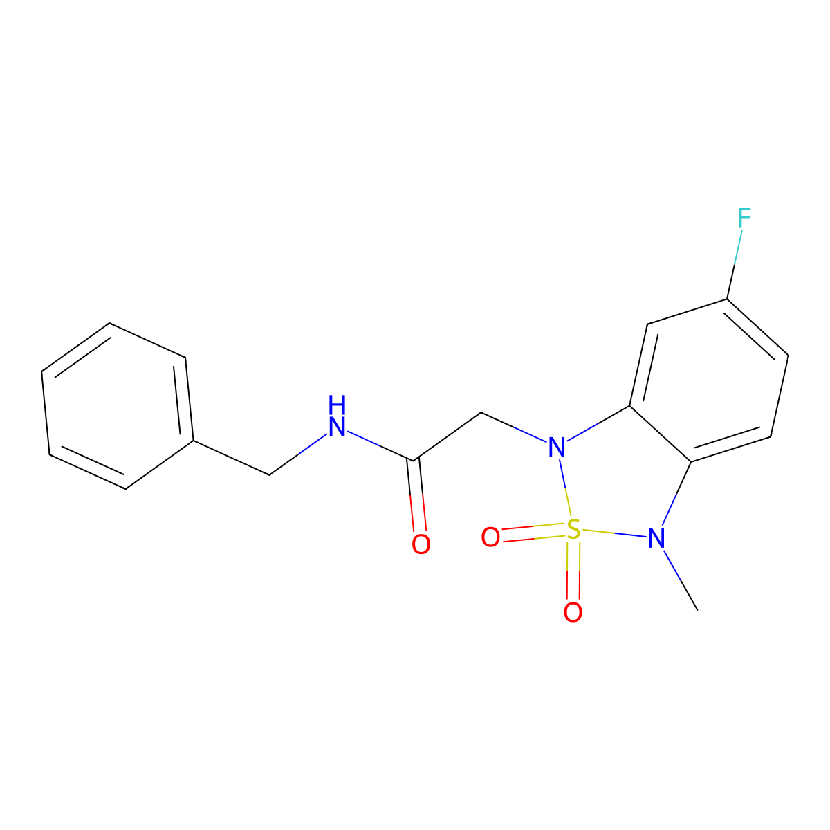 N-benzyl-2-(6-fluoro-3-methyl-2,2-dioxidobenzo[c][1,2,5]thiadiazol-1(3H)-yl)acetamide molecular structure, CAS 2034263-67-5