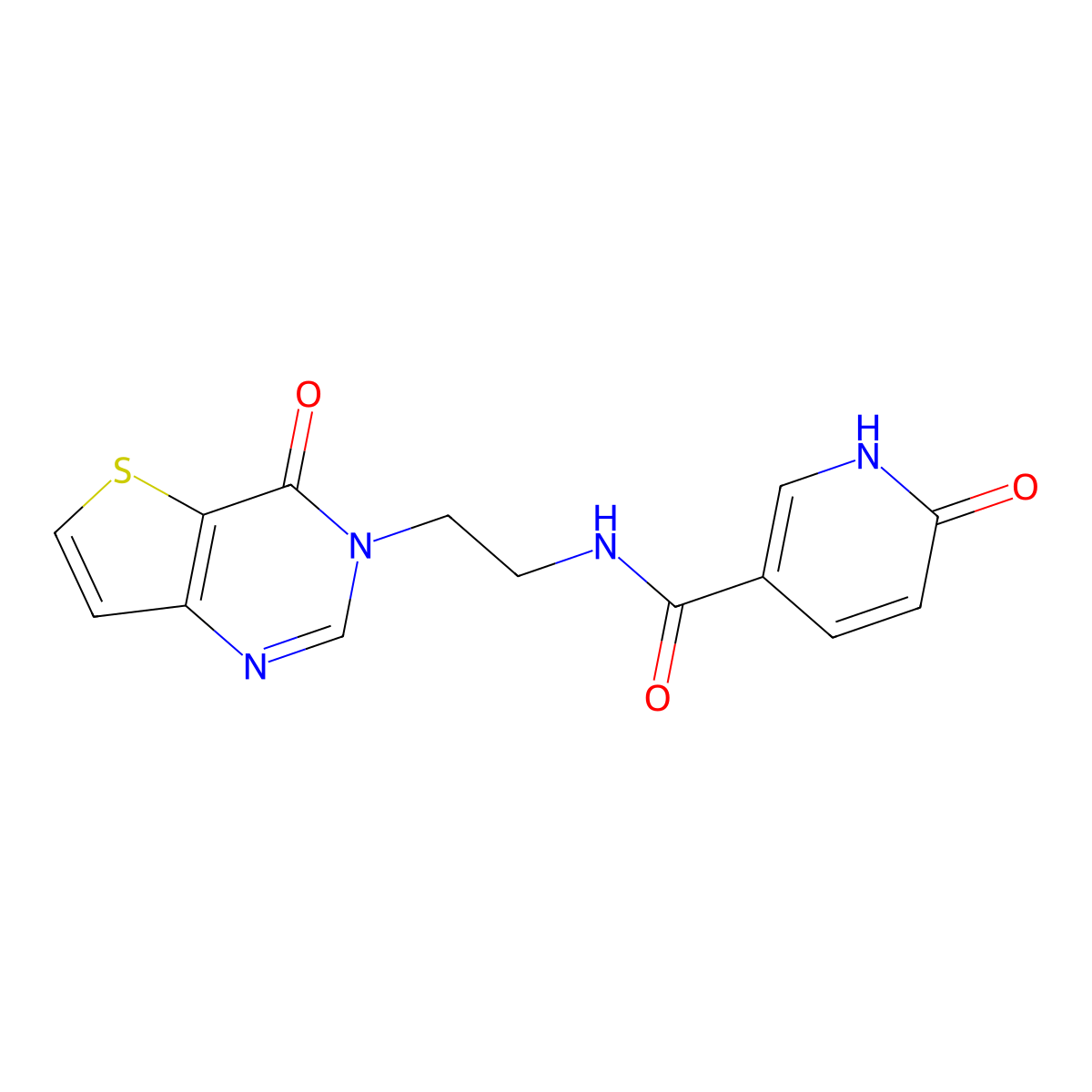 6-oxo-N-(2-(4-oxothieno[3,2-d]pyrimidin-3(4H)-yl)ethyl)-1,6-dihydropyridine-3-carboxamide molecular structure, CAS 2034263-70-0