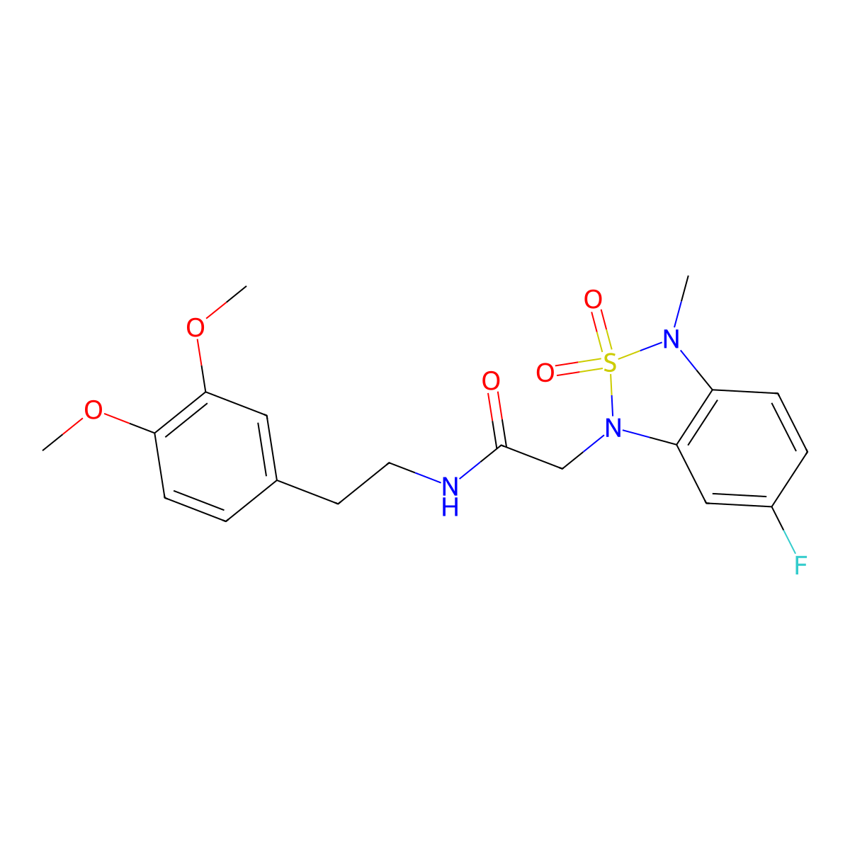 N-(3,4-dimethoxyphenethyl)-2-(6-fluoro-3-methyl-2,2-dioxidobenzo[c][1,2,5]thiadiazol-1(3H)-yl)acetamide molecular structure, CAS 2034263-71-1