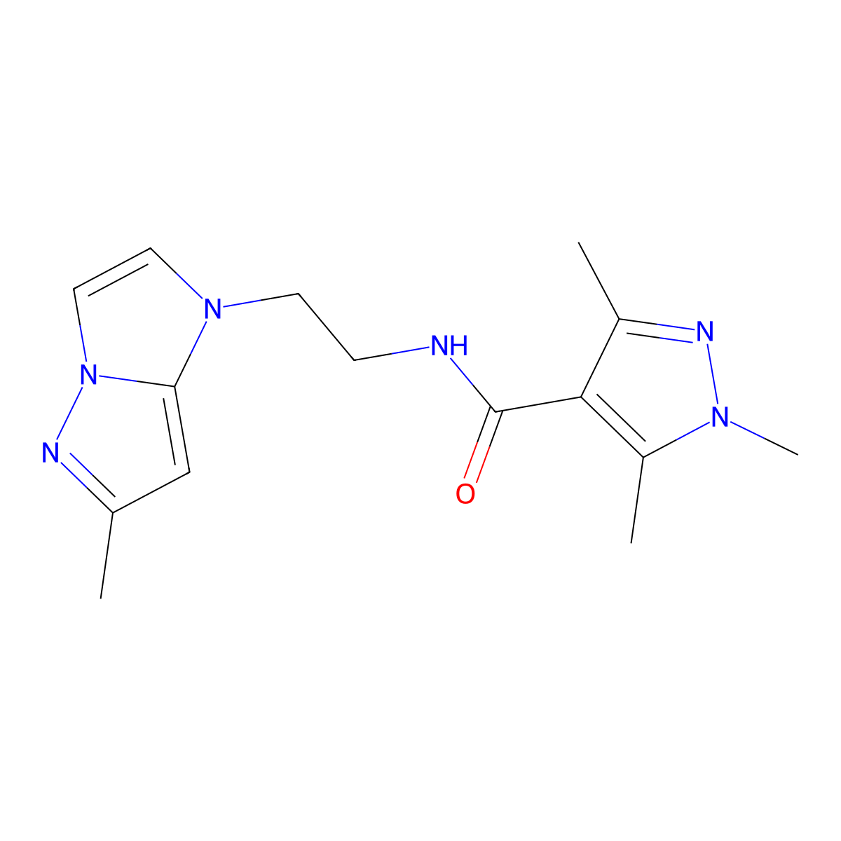 1,3,5-trimethyl-N-(2-(6-methyl-1H-imidazo[1,2-b]pyrazol-1-yl)ethyl)-1H-pyrazole-4-carboxamide molecular structure, CAS 2034263-73-3