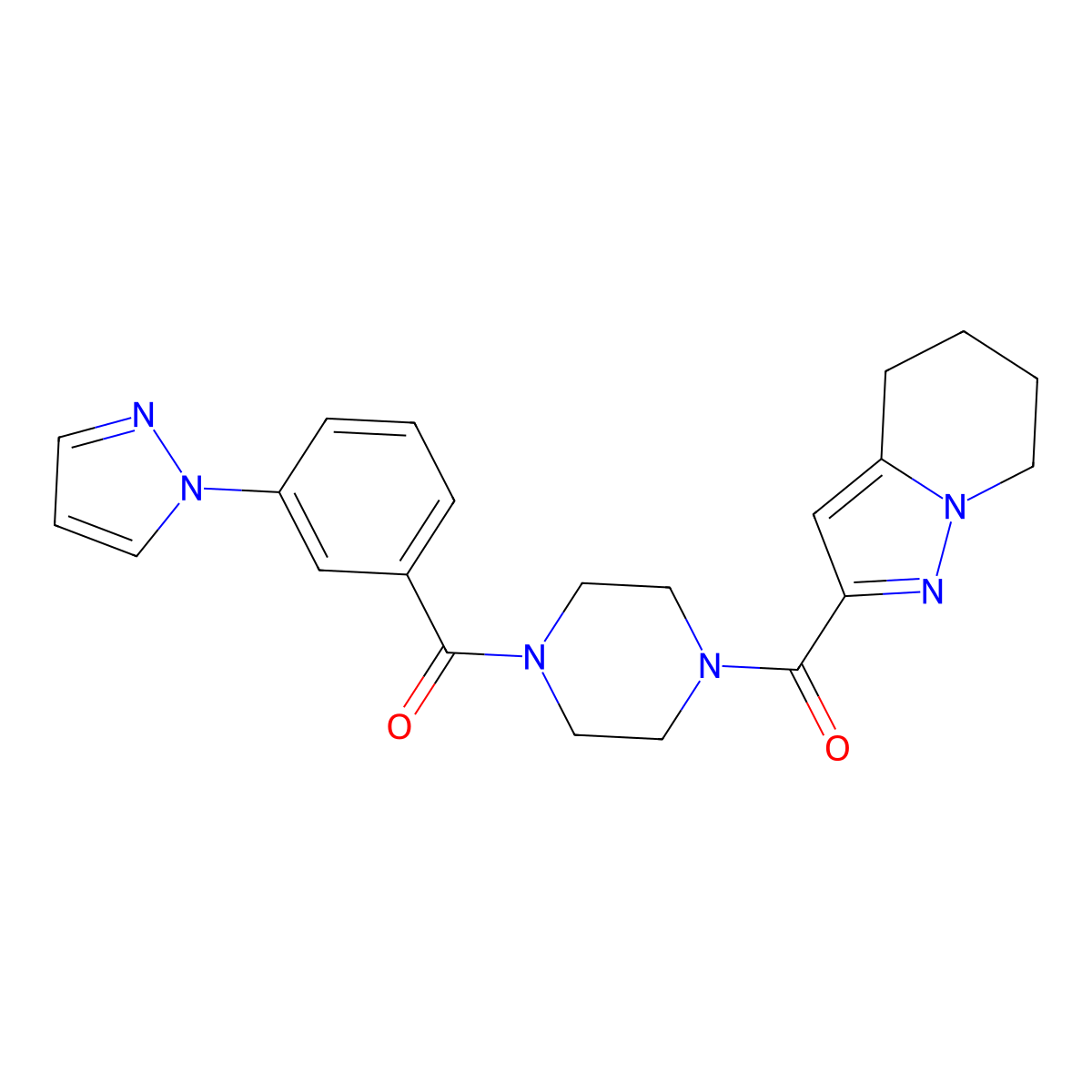 (4-(3-(1H-pyrazol-1-yl)benzoyl)piperazin-1-yl)(4,5,6,7-tetrahydropyrazolo[1,5-a]pyridin-2-yl)methanone molecular structure, CAS 2034263-78-8