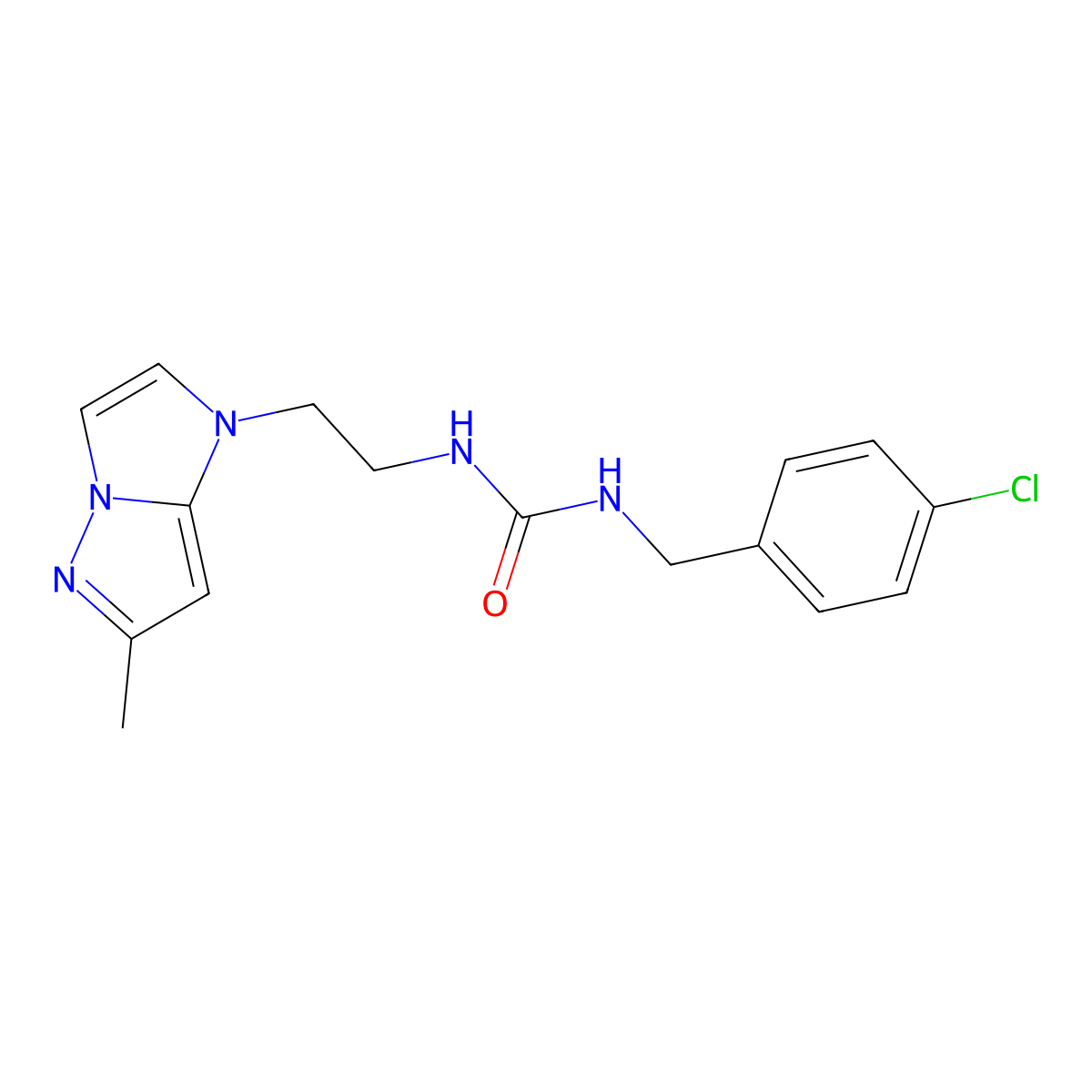 1-(4-chlorobenzyl)-3-(2-(6-methyl-1H-imidazo[1,2-b]pyrazol-1-yl)ethyl)urea molecular structure, CAS 2034263-79-9