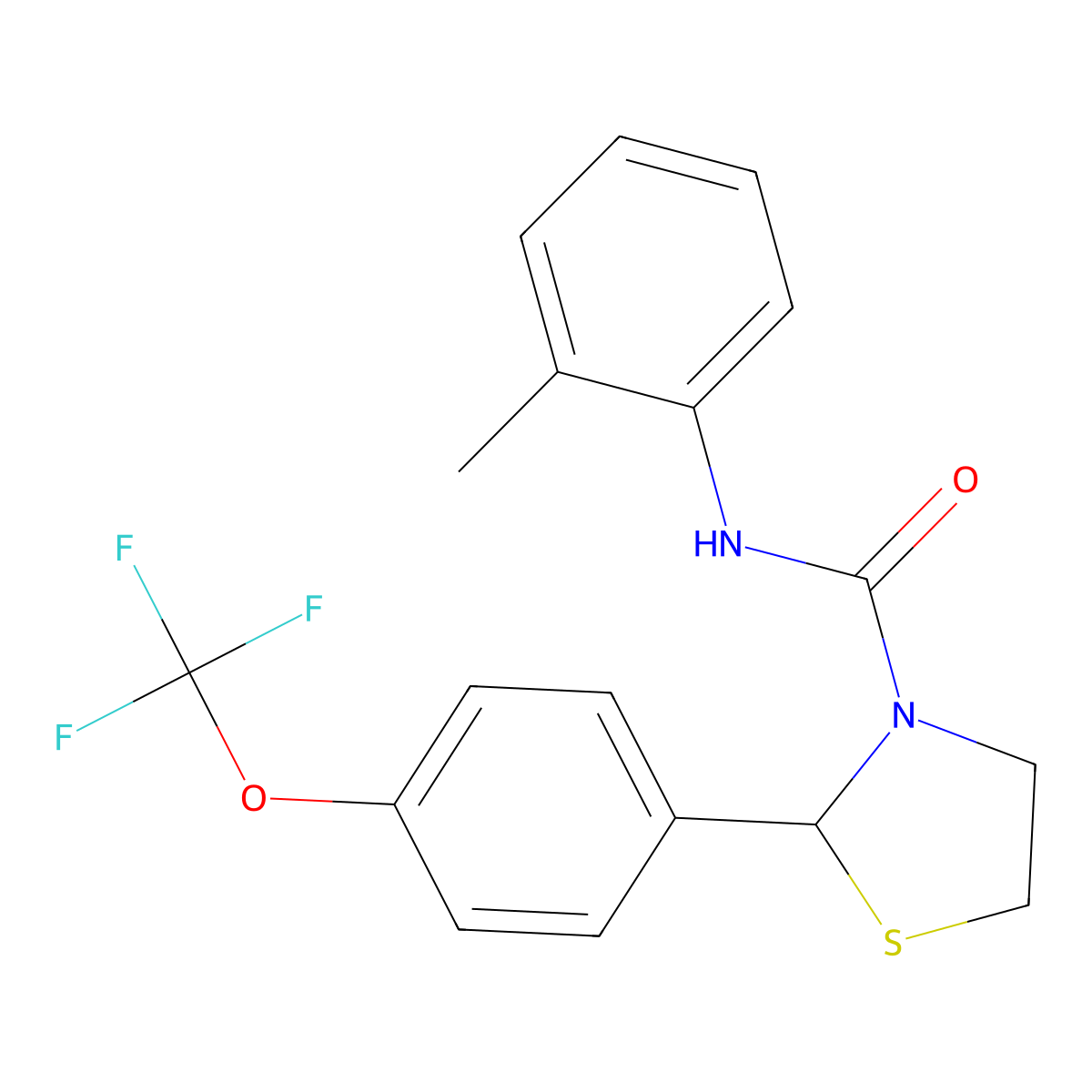 N-(o-tolyl)-2-(4-(trifluoromethoxy)phenyl)thiazolidine-3-carboxamide molecular structure, CAS 2034263-80-2